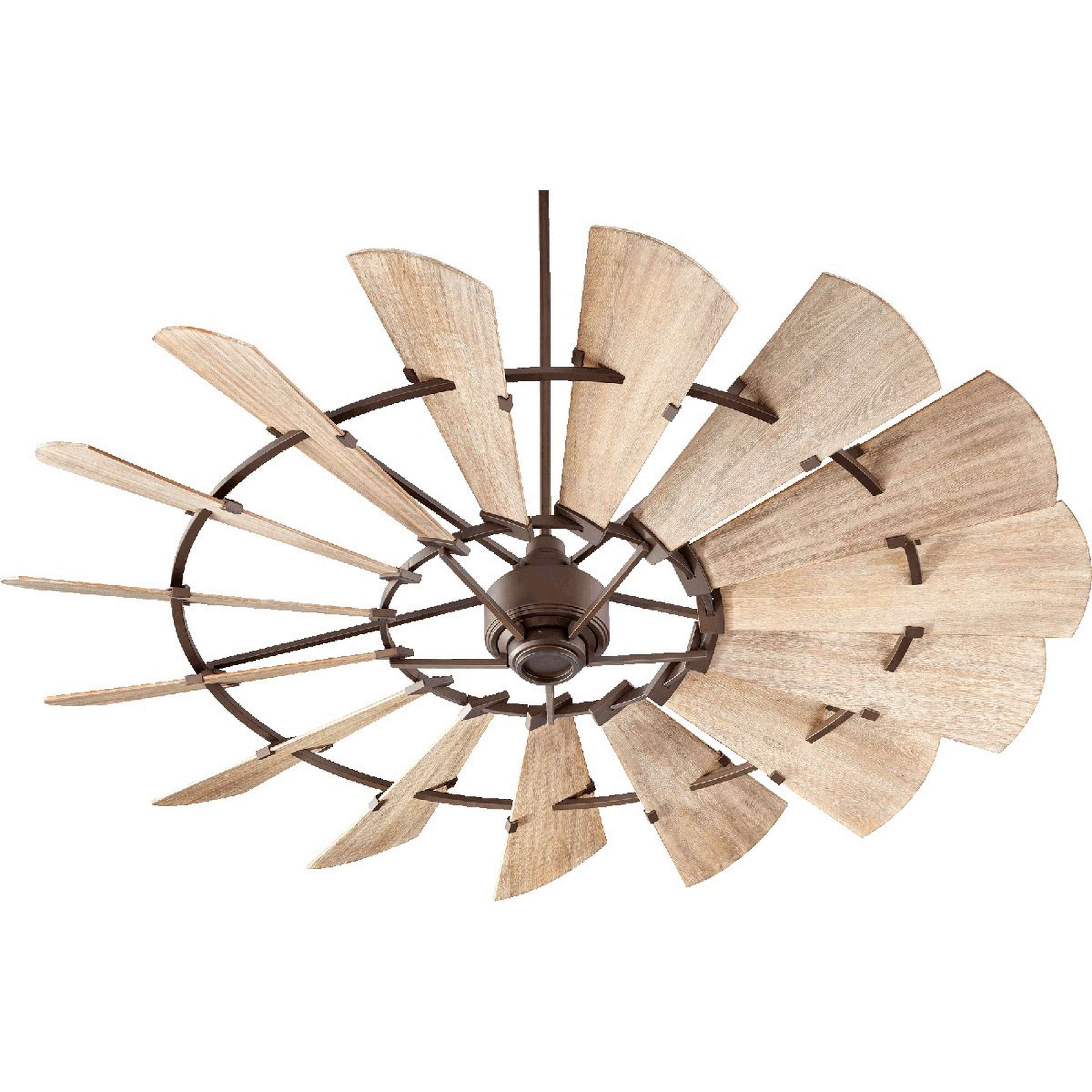 A 72" Outdoor Rustic Windmill Ceiling Fan with Oiled Bronze / Weathered Oak color