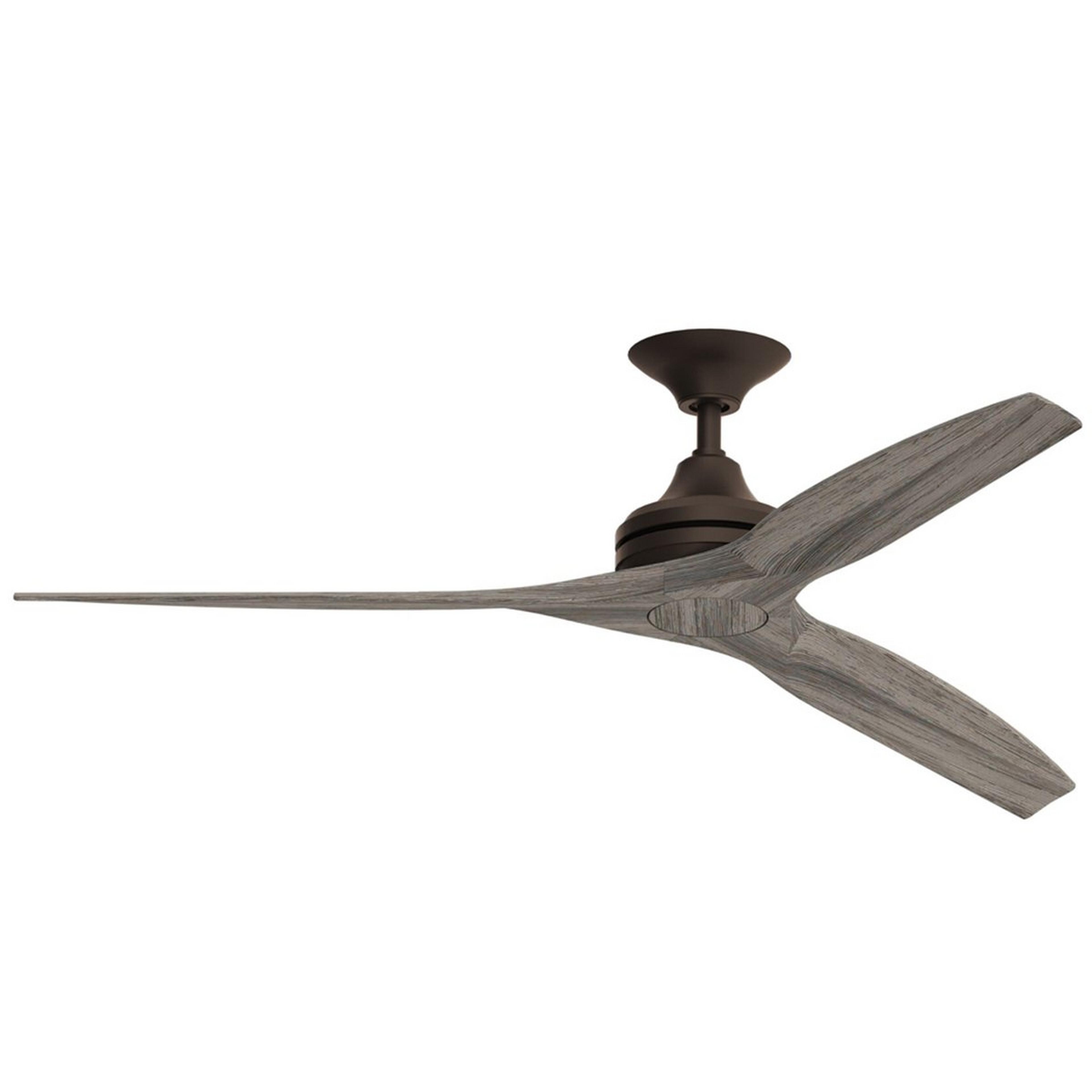 A 60" Indoor / Outdoor Metal and Wood Ceiling Fan with Bronze / Weathered color