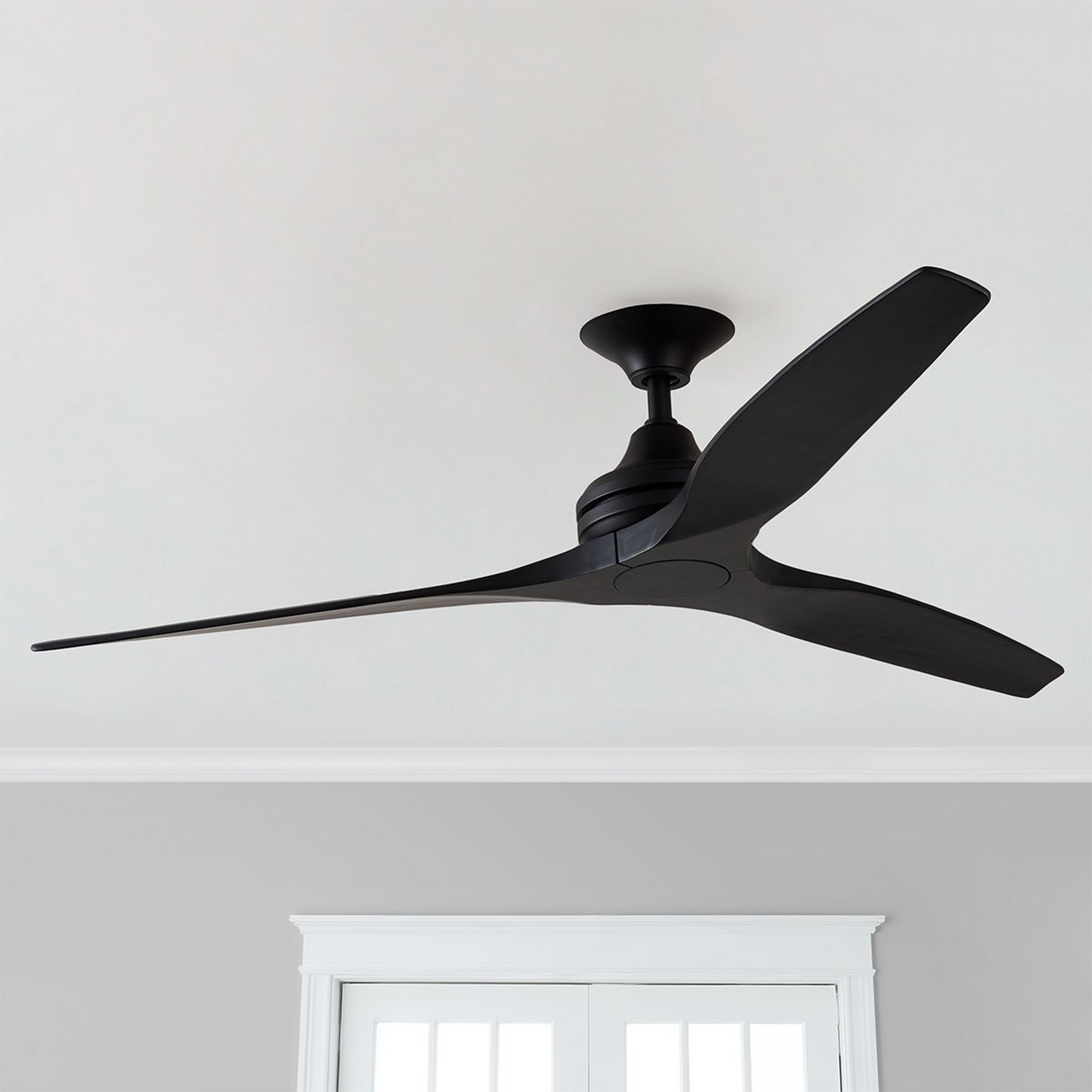 A 60" Indoor / Outdoor Metal and Wood Ceiling Fan with Black color