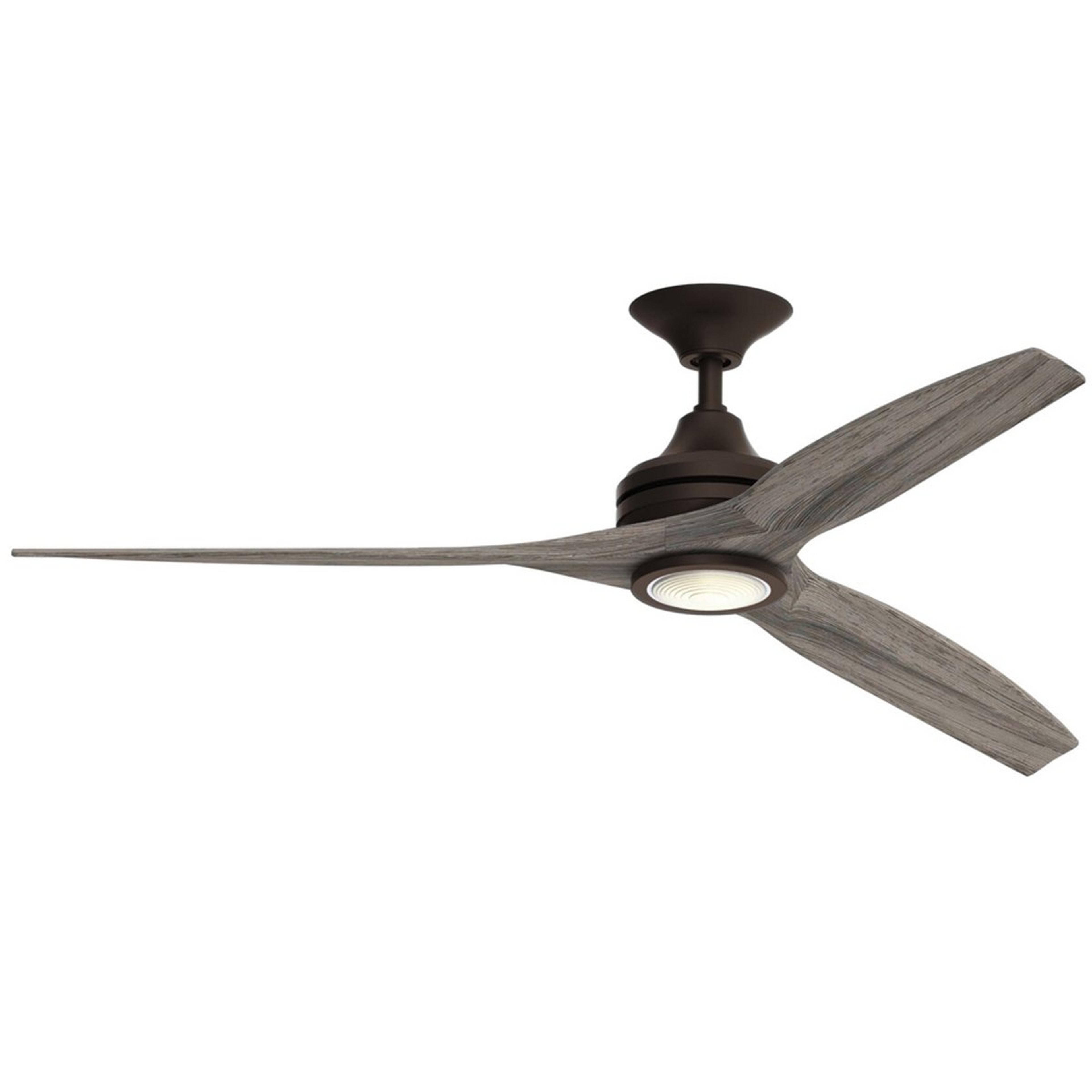 A 60" Indoor / Outdoor Metal and Wood LED Ceiling Fan with Bronze / Weathered color
