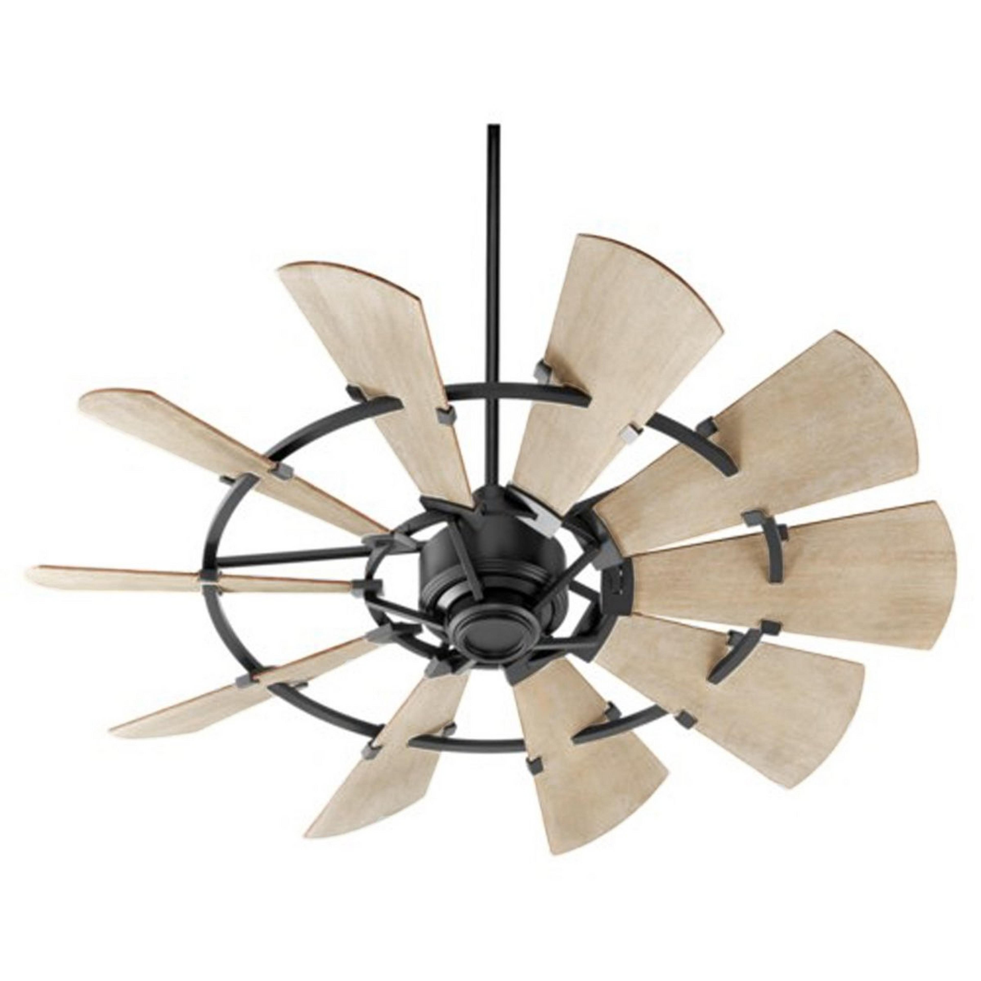 A 52" Rustic Windmill Ceiling Fan with Black / Weathered Oak color