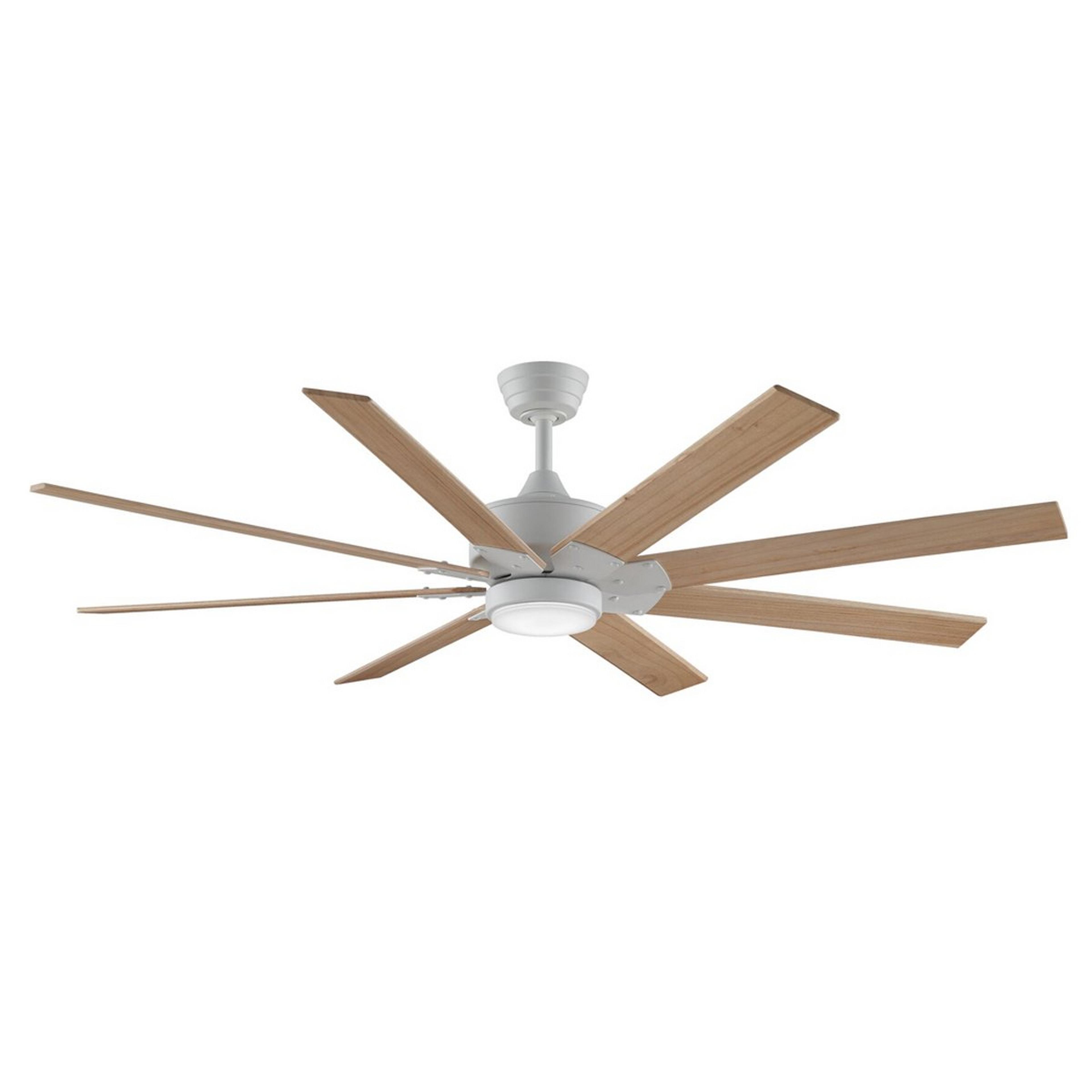 A 64" Wide Sweep Indoor/Outdoor Ceiling Fan with White / Light Wood color