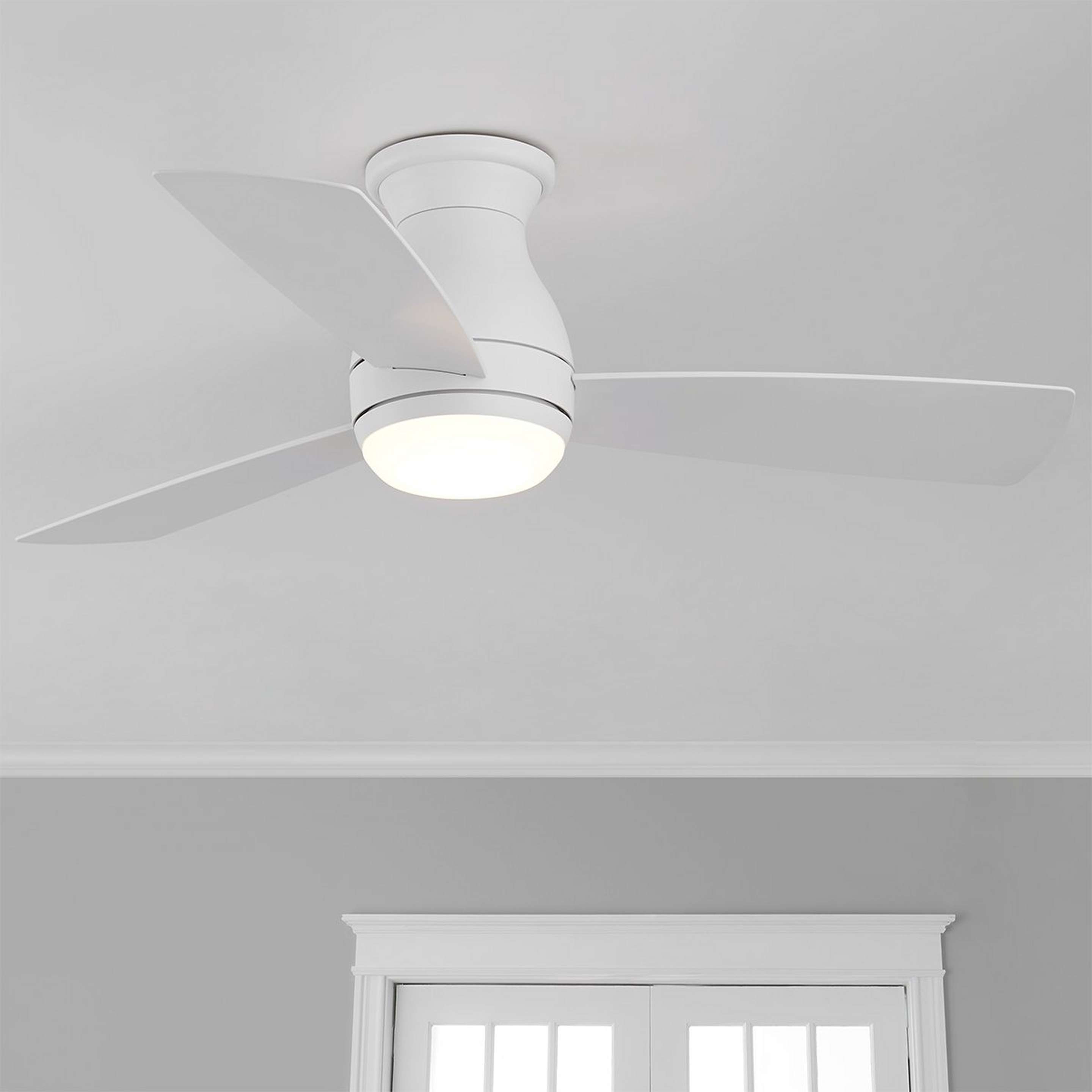 A 44" Low Profile LED Indoor / Outdoor Ceiling Fan with Matte White color