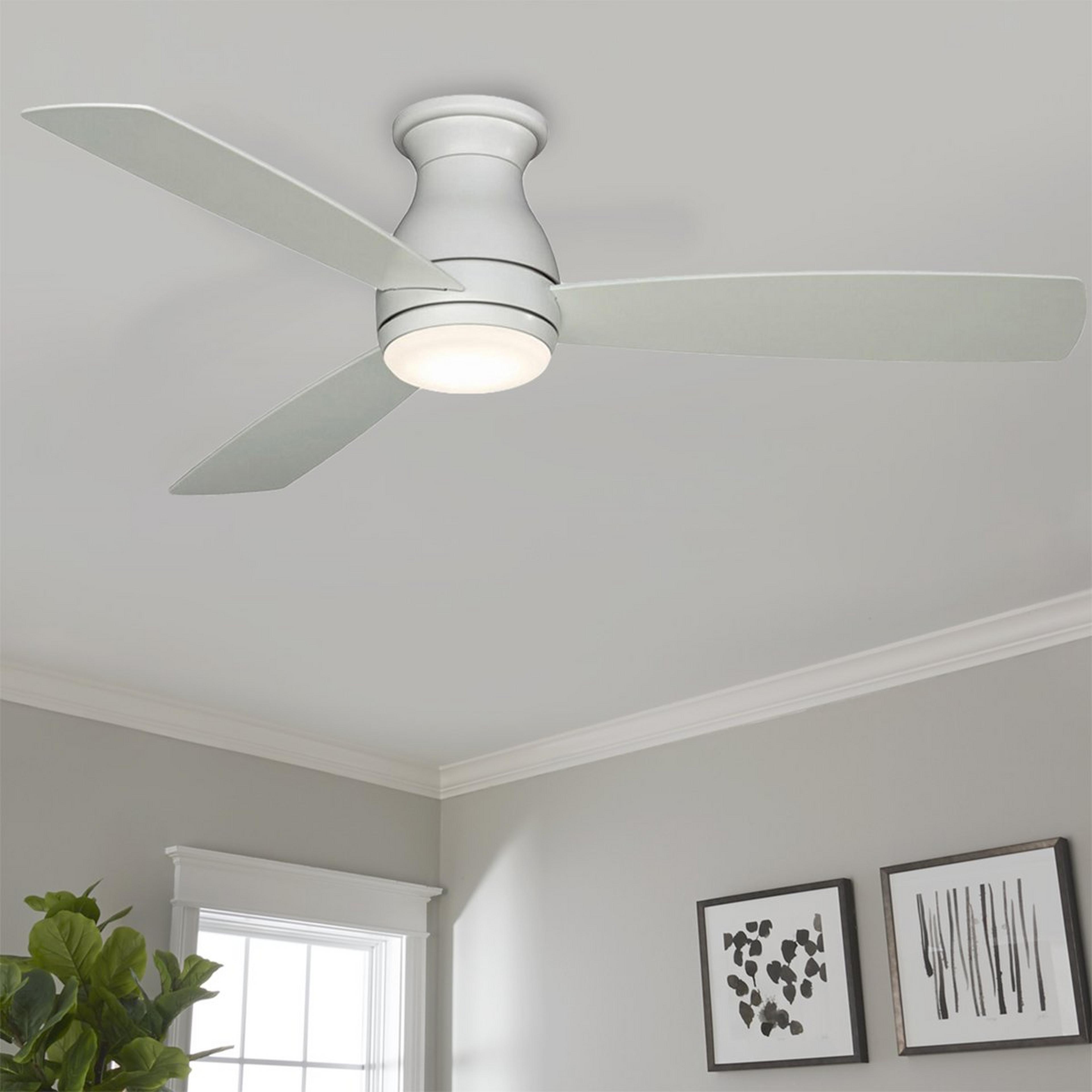 A 52" Low Profile LED Indoor / Outdoor Ceiling Fan with Matte White color