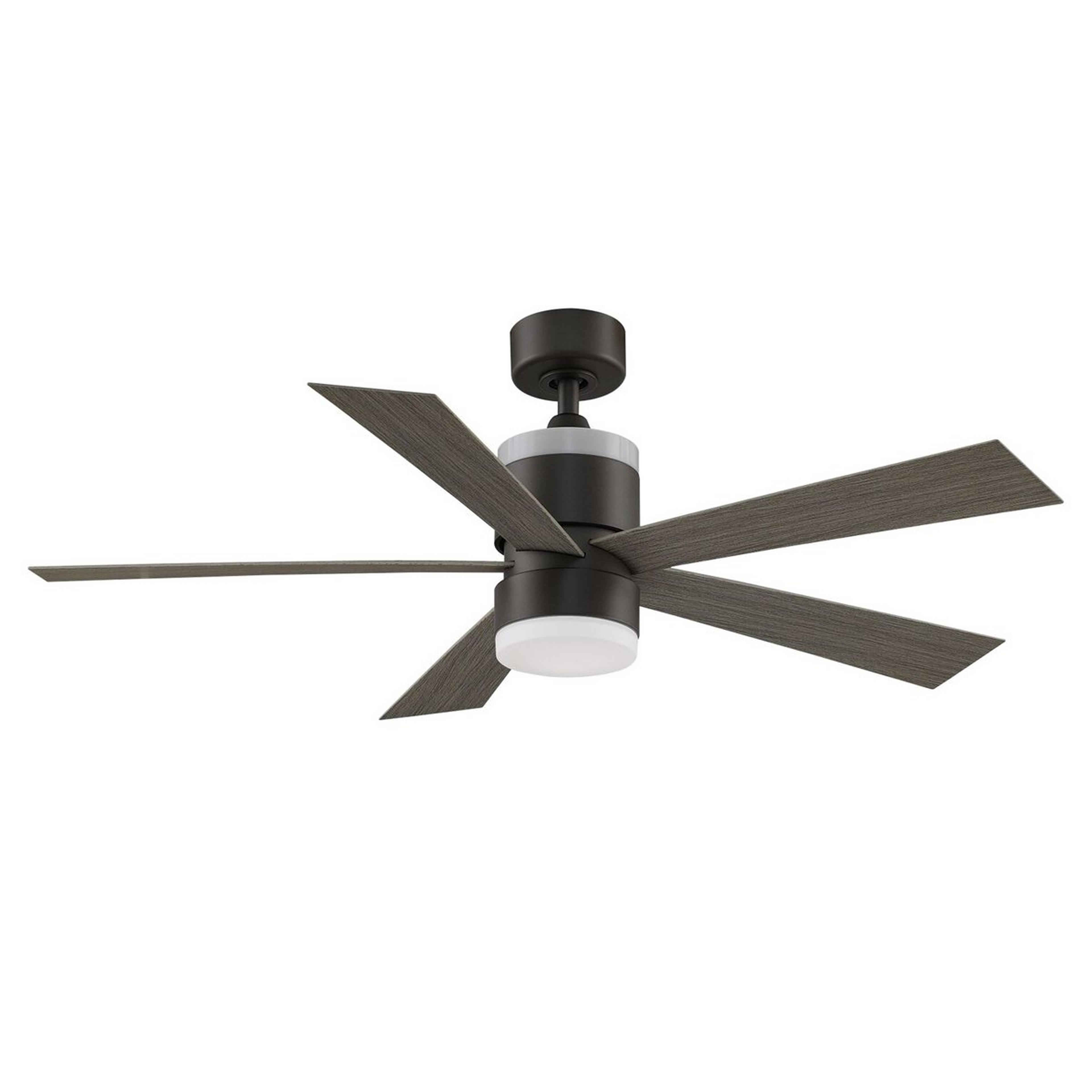 A 52" Northern Lights LED Indoor/Outdoor Ceiling Fan with Bronze / Gray Wood color
