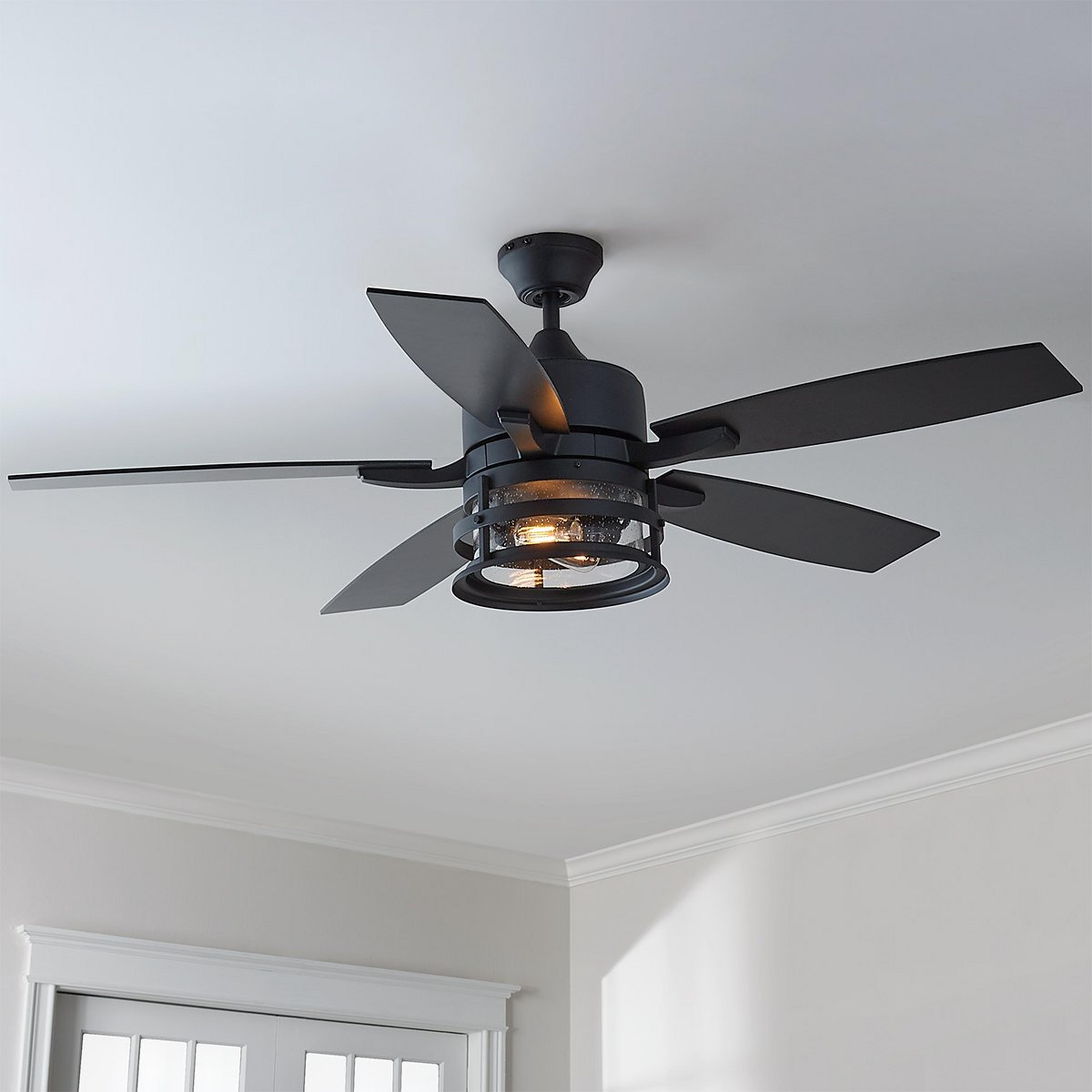 A 52" Vintage Cylinder Seeded Ceiling Fan with Black color