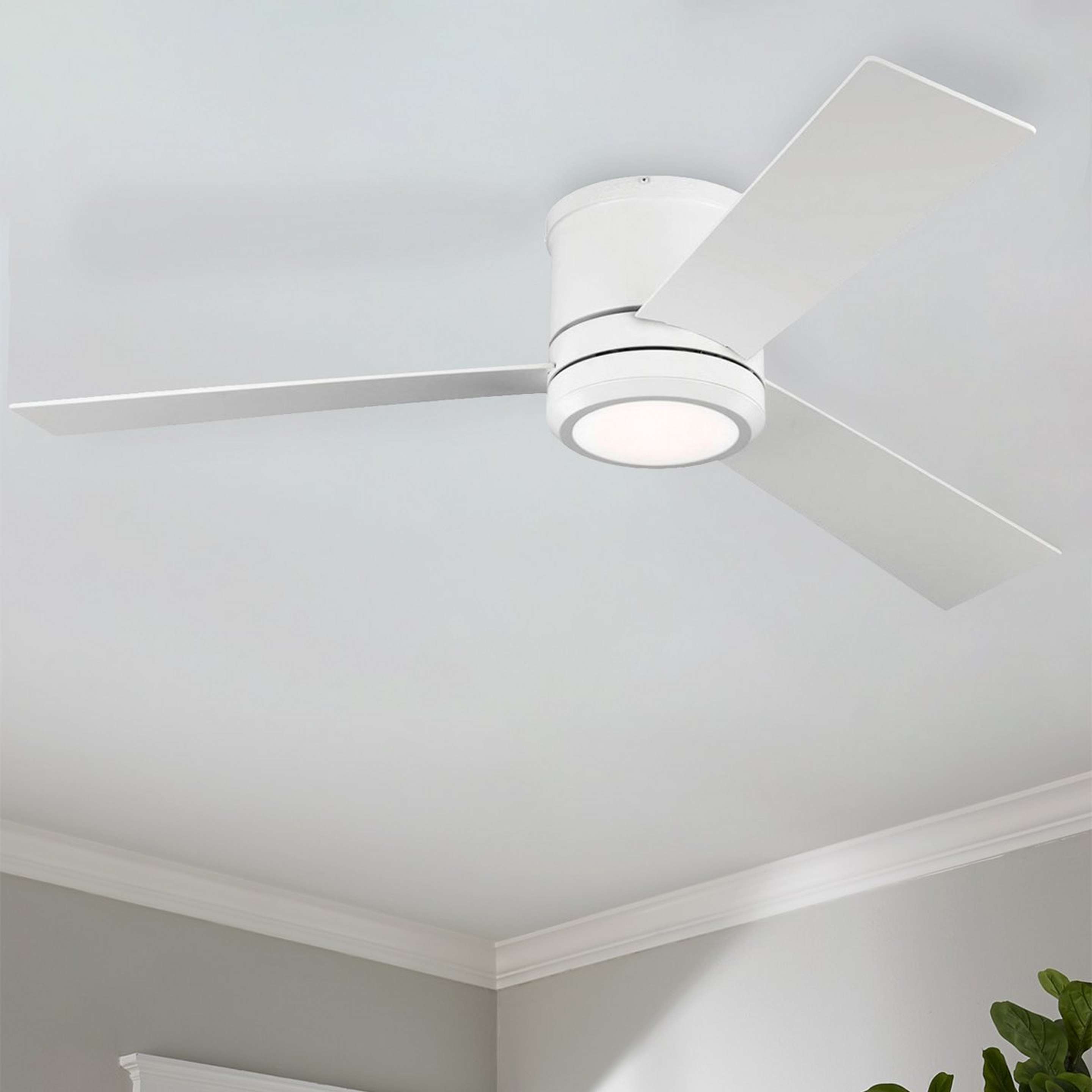 A 56" Sleek LED Ceiling Fan with Matte White color
