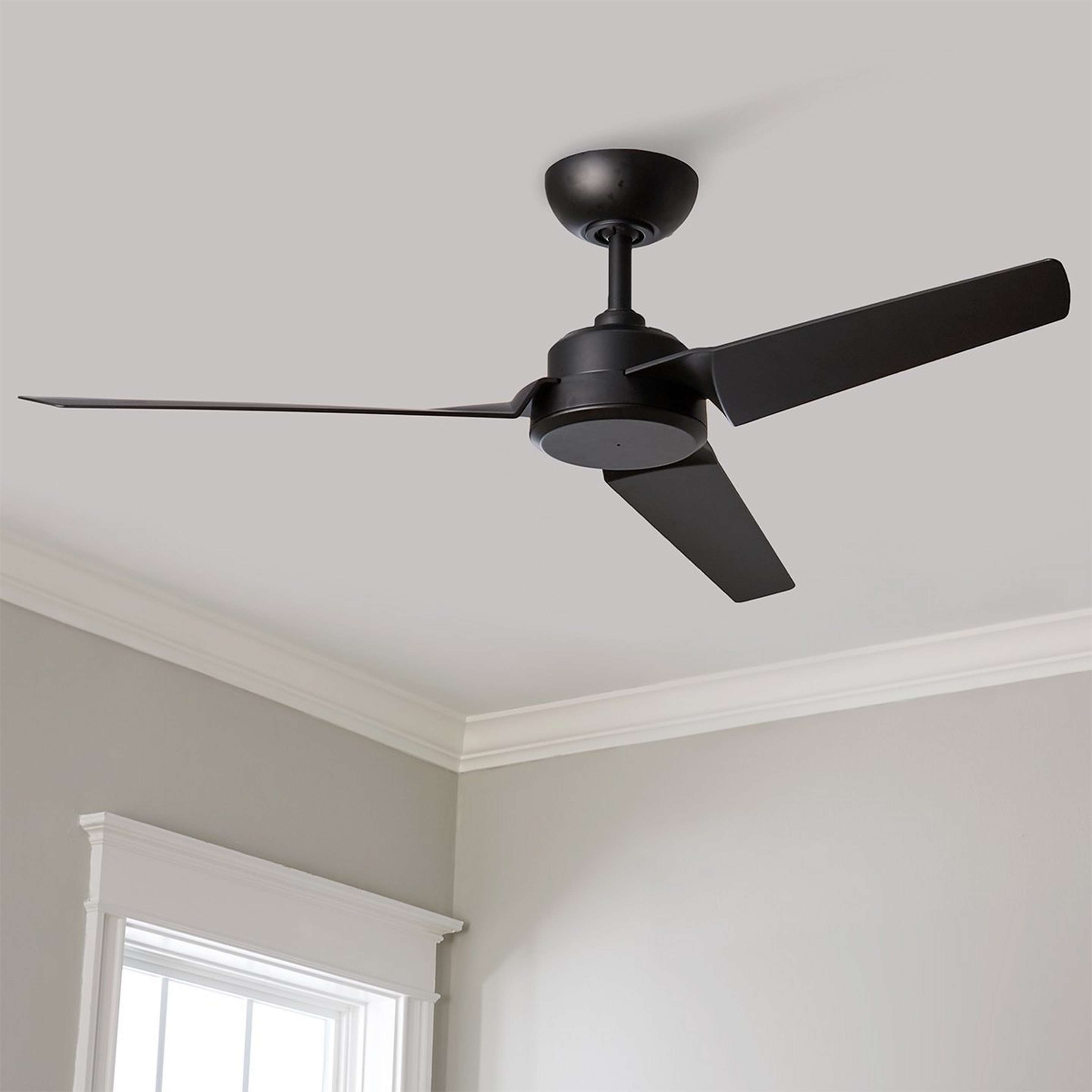 A 52" Pierce Smart Indoor / Outdoor Ceiling Fan with Matte Black color
