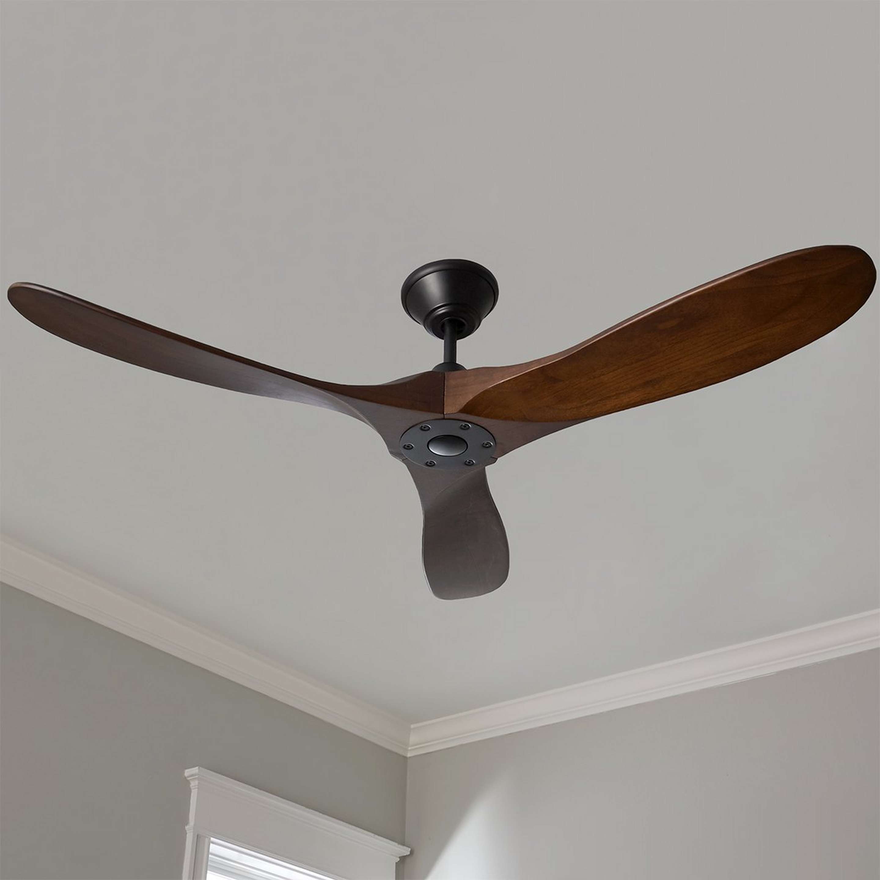 A 52" Samara Indoor / Outdoor Ceiling Fan with Black / Dark Walnut Wood color
