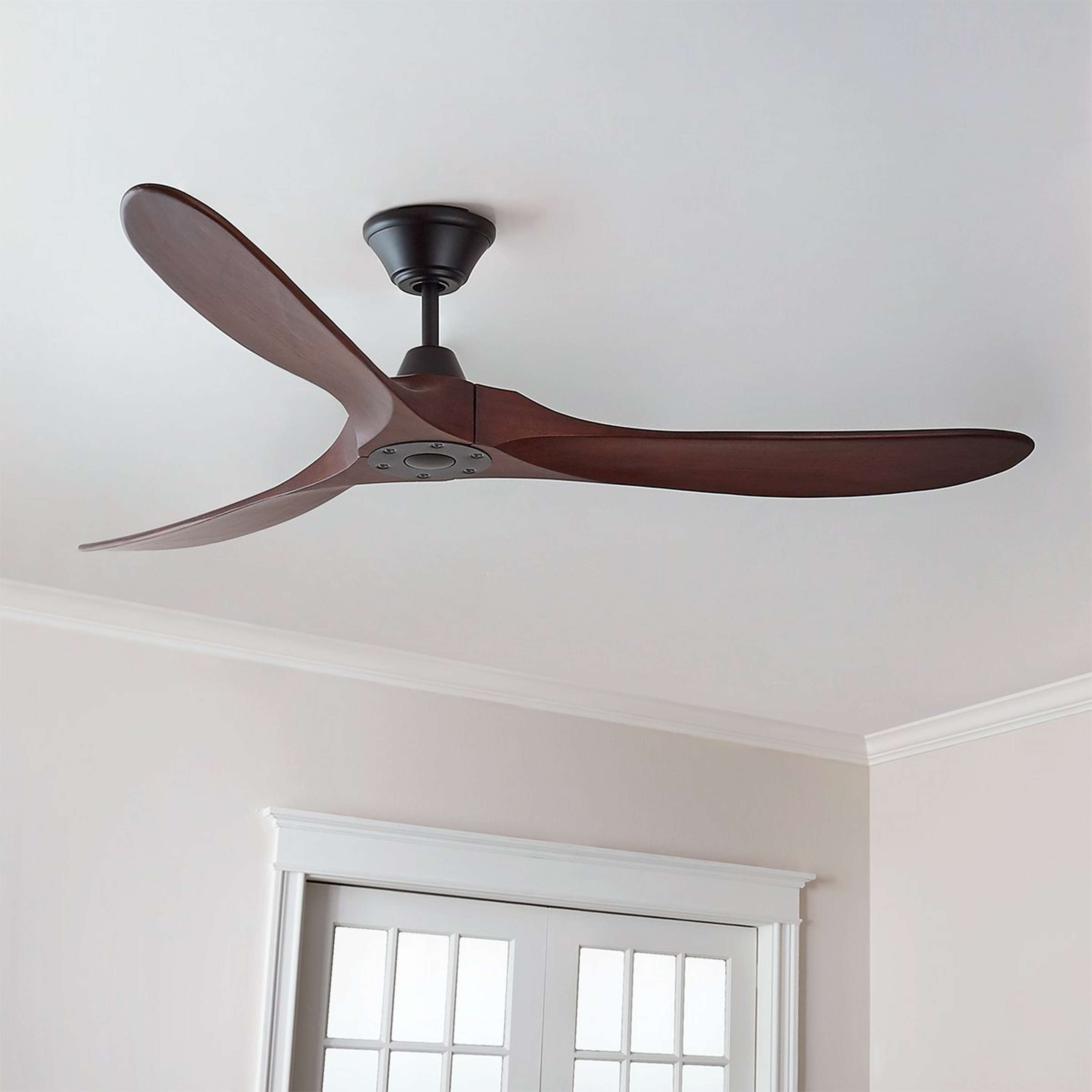 A 60" Samara Indoor / Outdoor Ceiling Fan with Black / Dark Walnut Wood color
