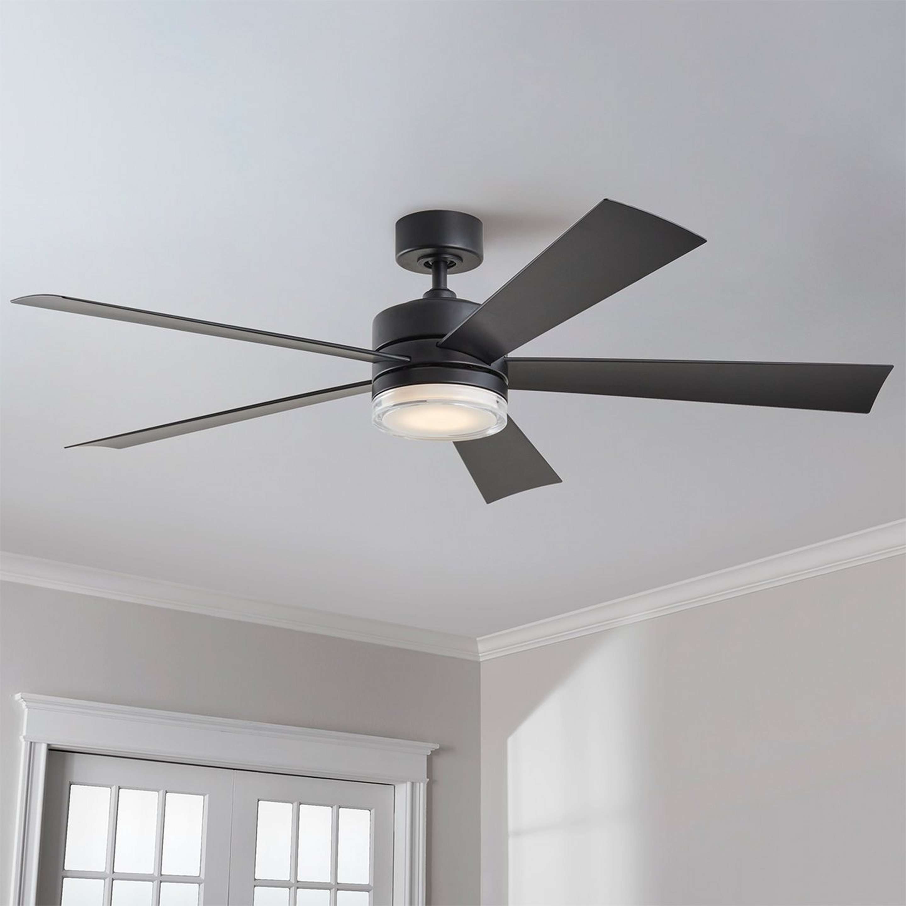 A 60" Jemma Smart LED Indoor/Outdoor Ceiling Fan with Matte Black color