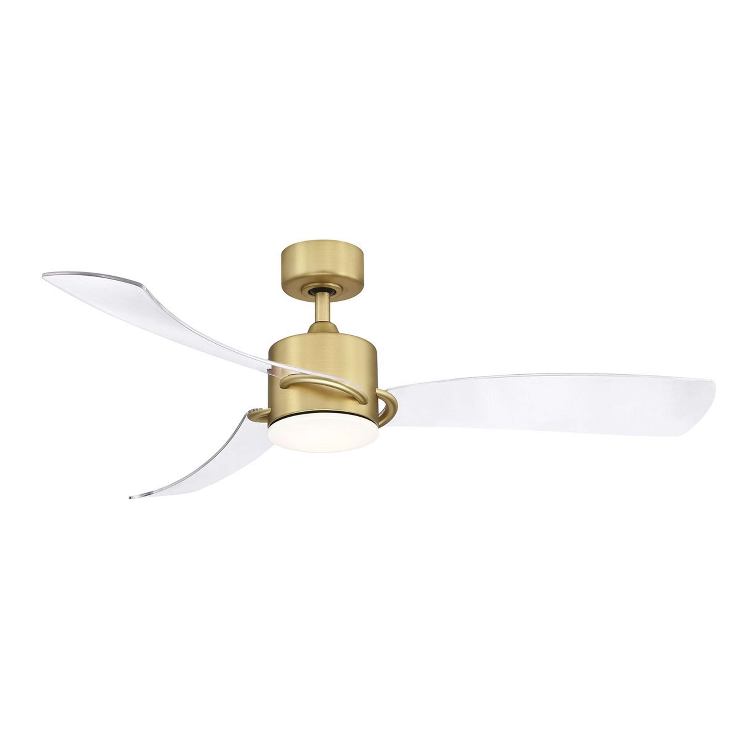 A 52" Aurora LED Ceiling Fan with Satin Brass / Clear Acrylic / Opal Glass color