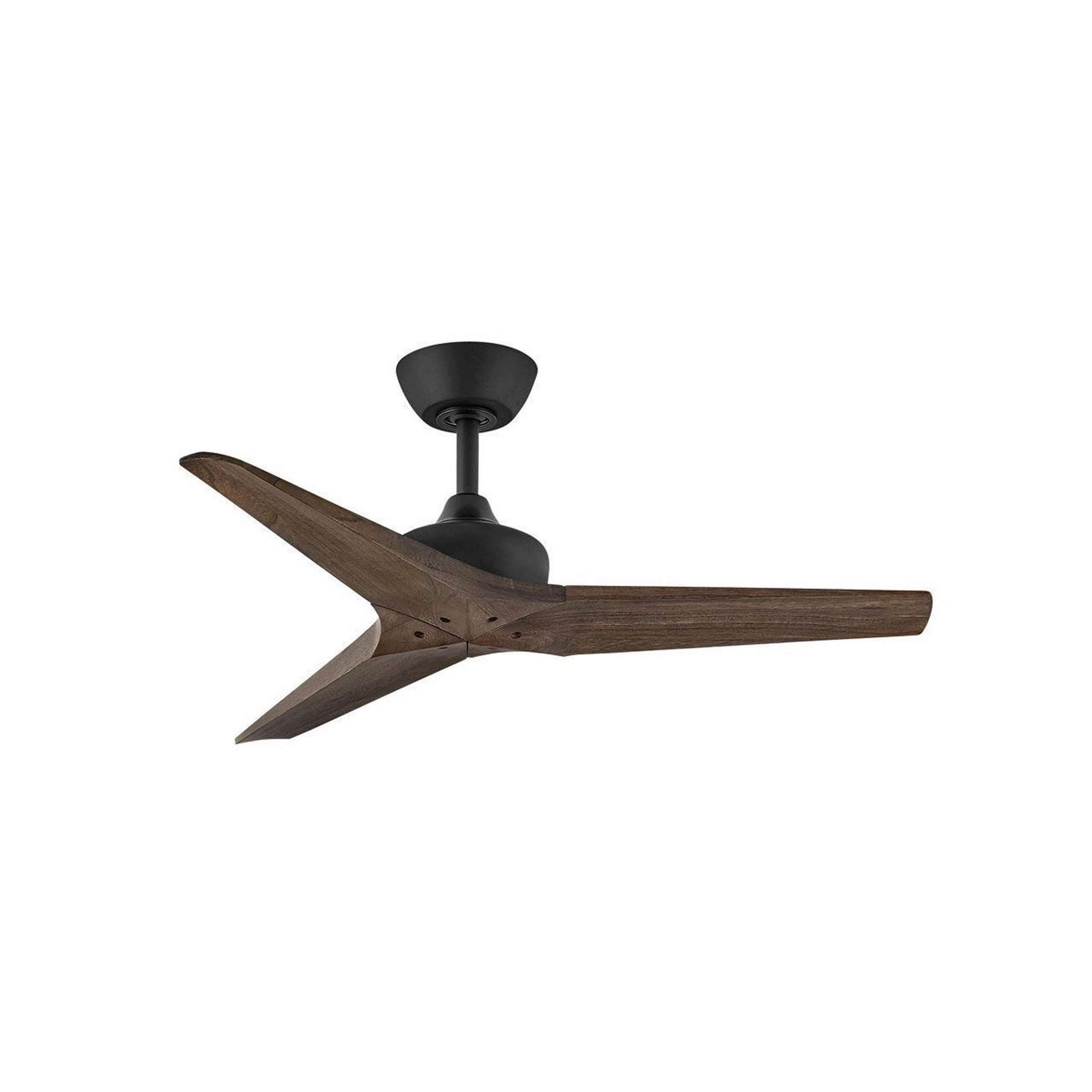 A 44" Angled Blade Indoor / Outdoor Ceiling Fan with Black / Walnut color