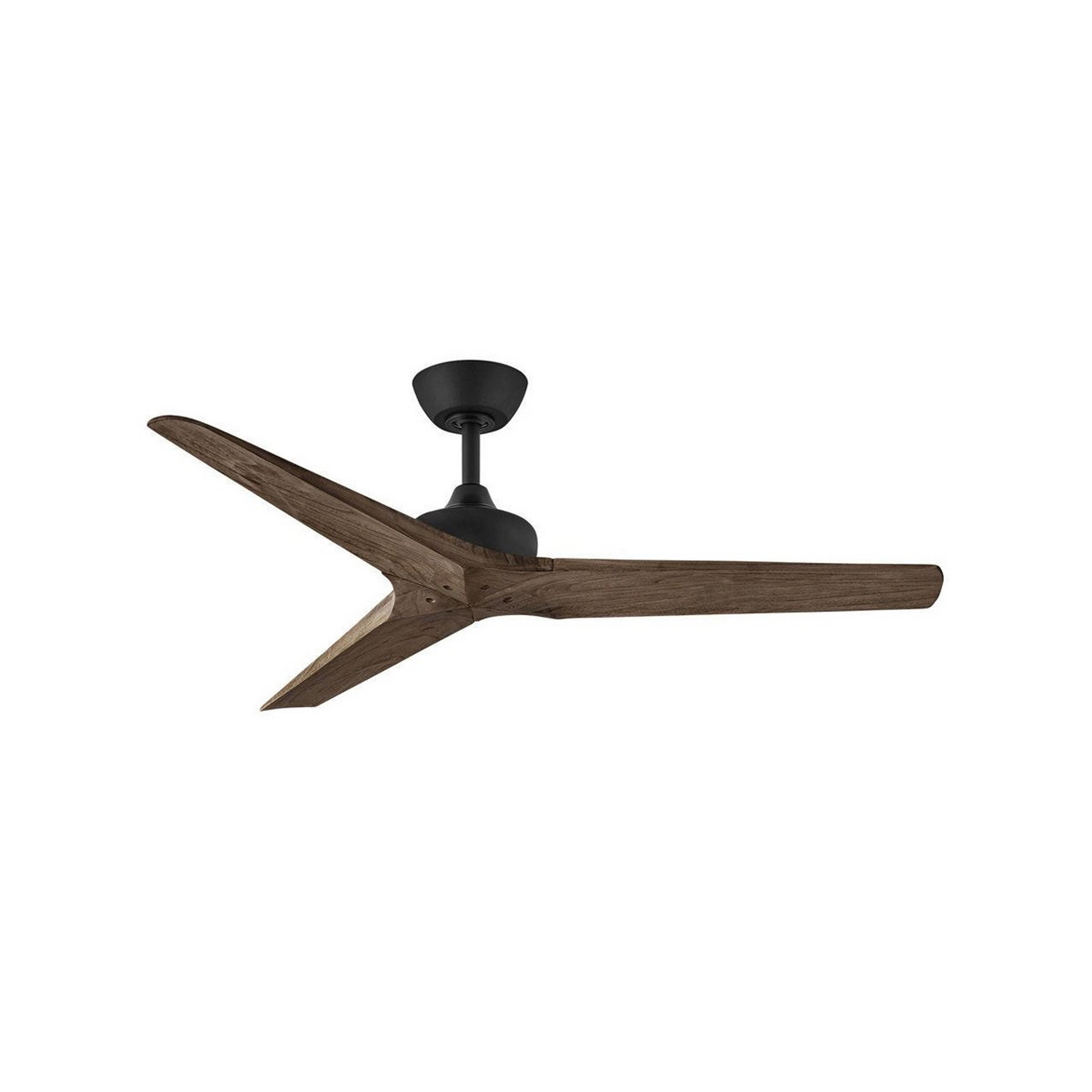 A 52" Angled Blade Indoor / Outdoor Ceiling Fan with Black / Walnut color