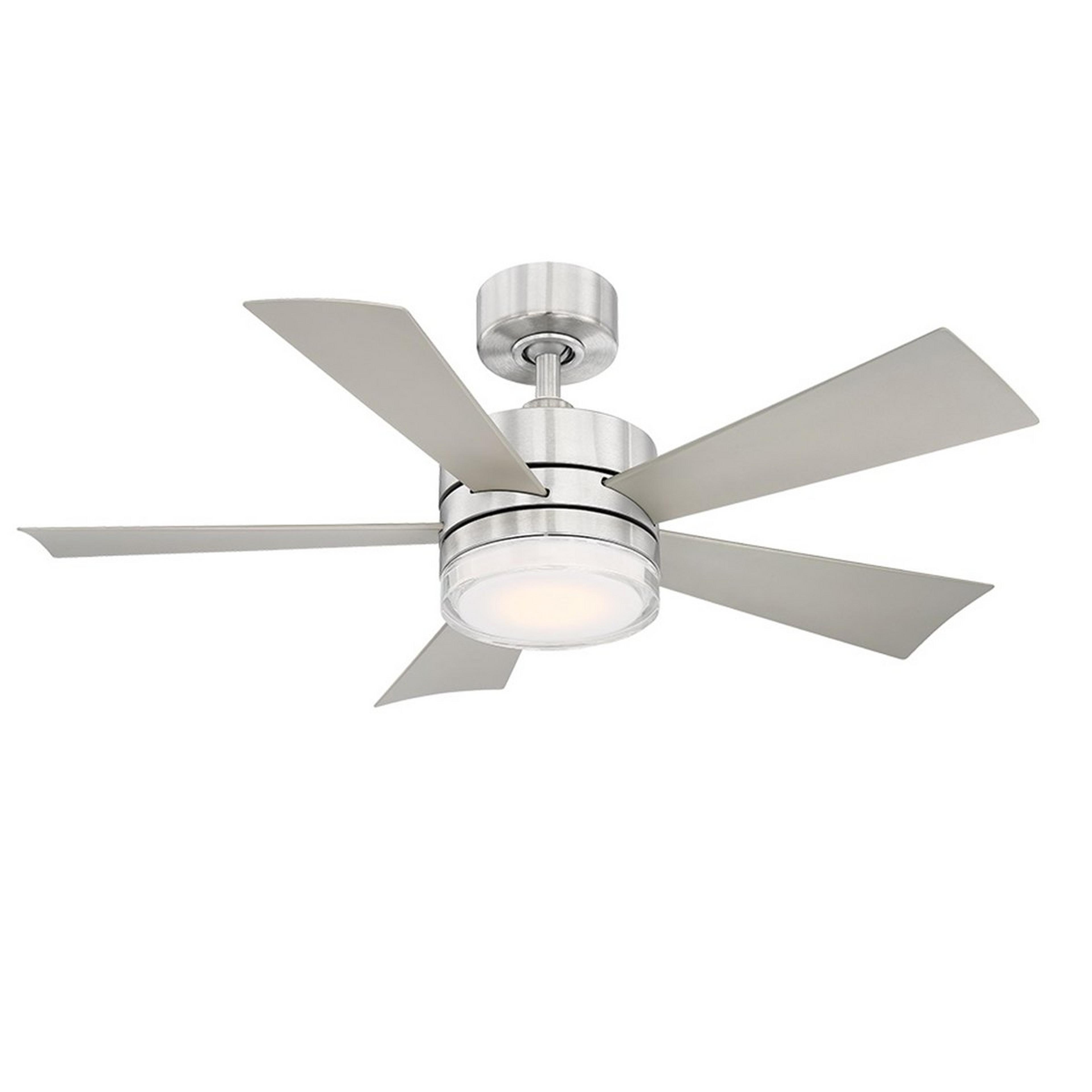 A 42" Jemma Smart LED Indoor / Outdoor Ceiling Fan with Stainless Steel color