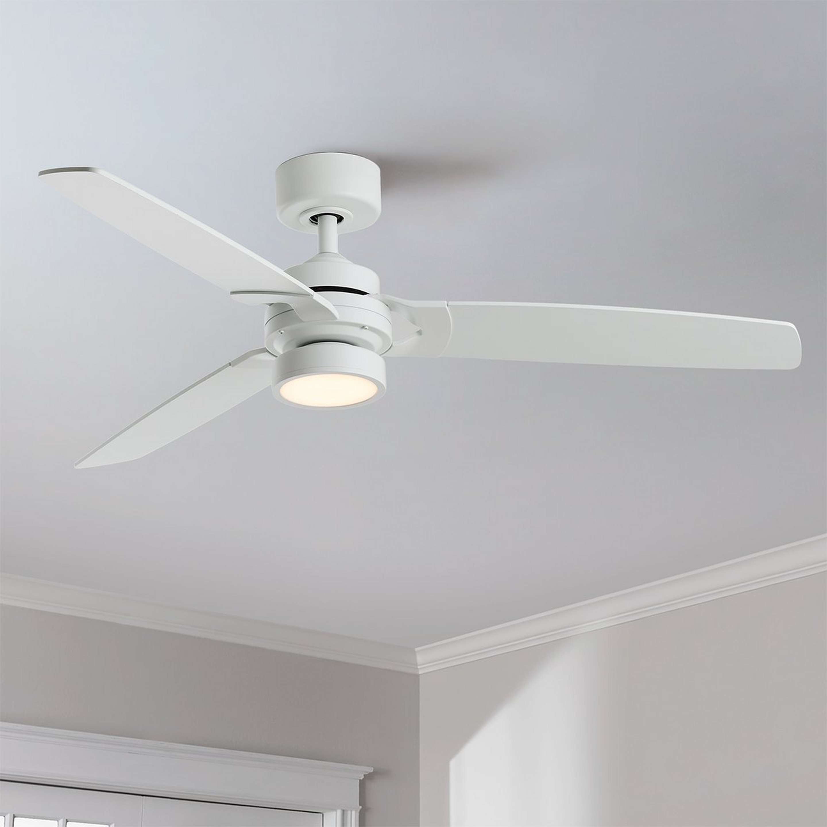 A 52" Deluxe Devereaux LED Ceiling Fan with Matte White color