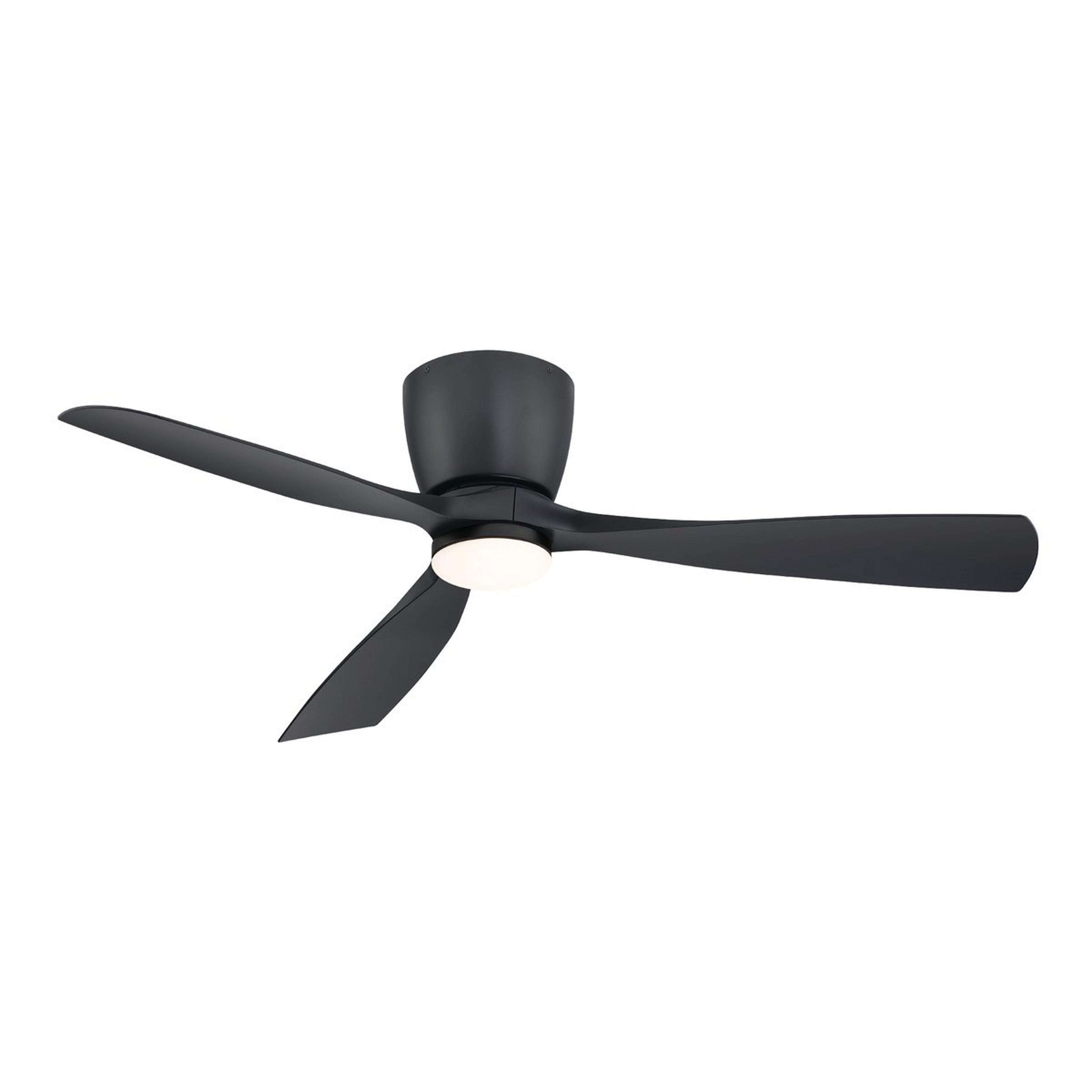 A 52" Hudson LED Ceiling Fan with Black / Opal Glass color