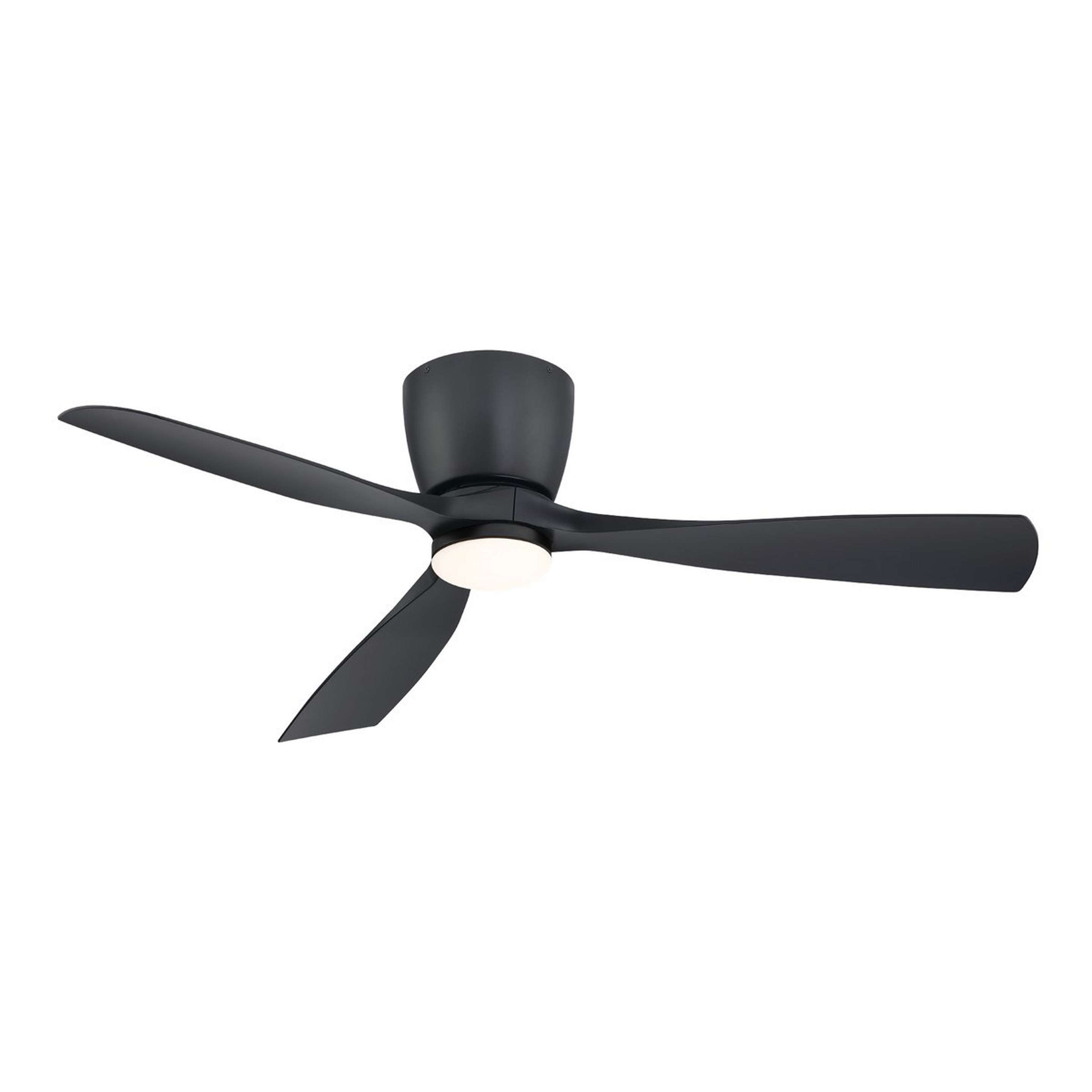 A 52" Hudson LED Ceiling Fan with Black / Opal Glass color