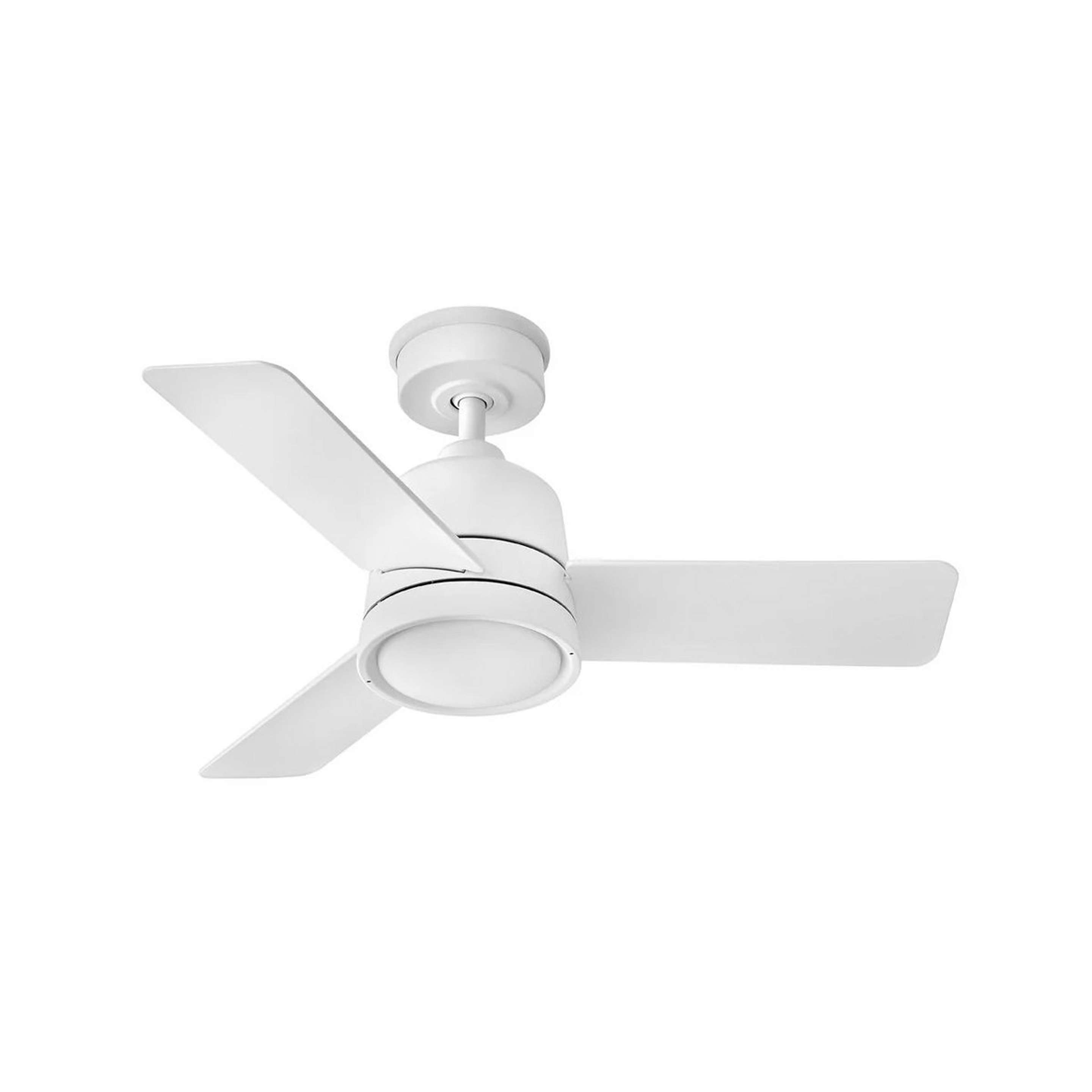 A 36" Ross LED Indoor / Outdoor Ceiling Fan with Matte White / White Glass color