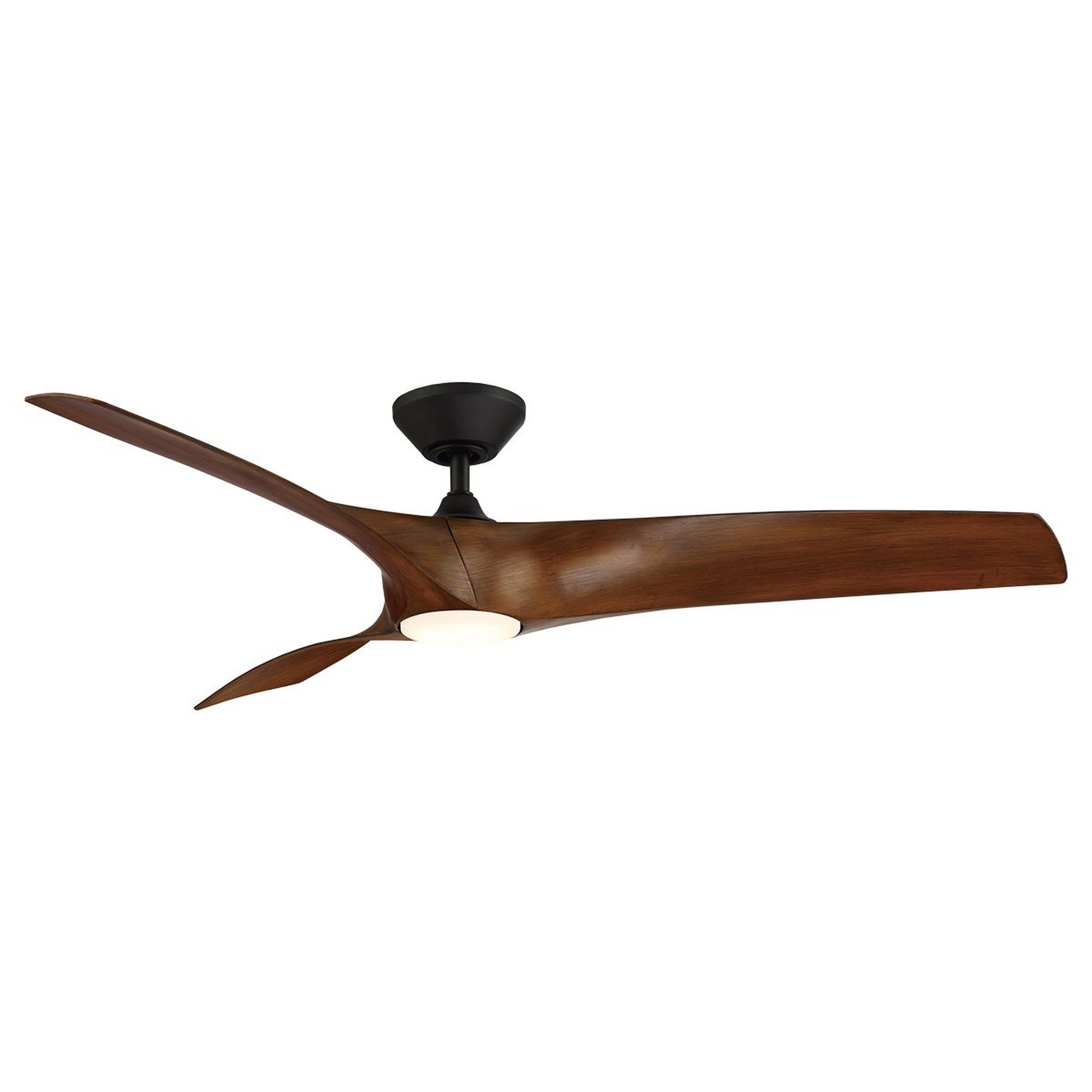 A 62" Meza Indoor / Outdoor Smart LED Fan with Black / Faux Distressed Koa color