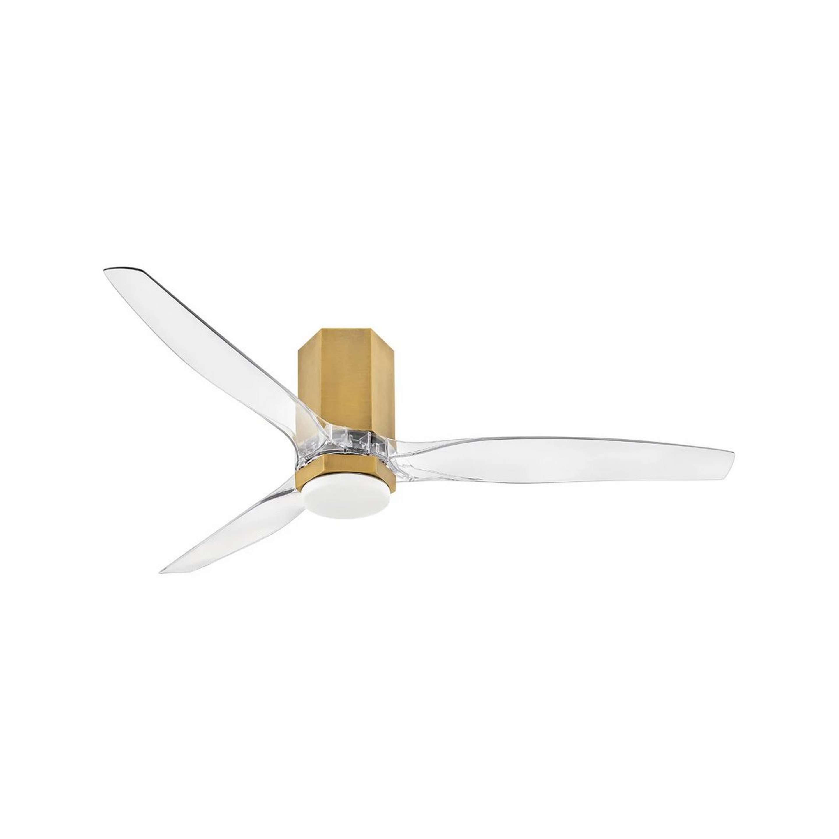 A 52" Contemporary Hexagon Smart LED Ceiling Fan - Clear with Aged Brass / Clear / White Glass color