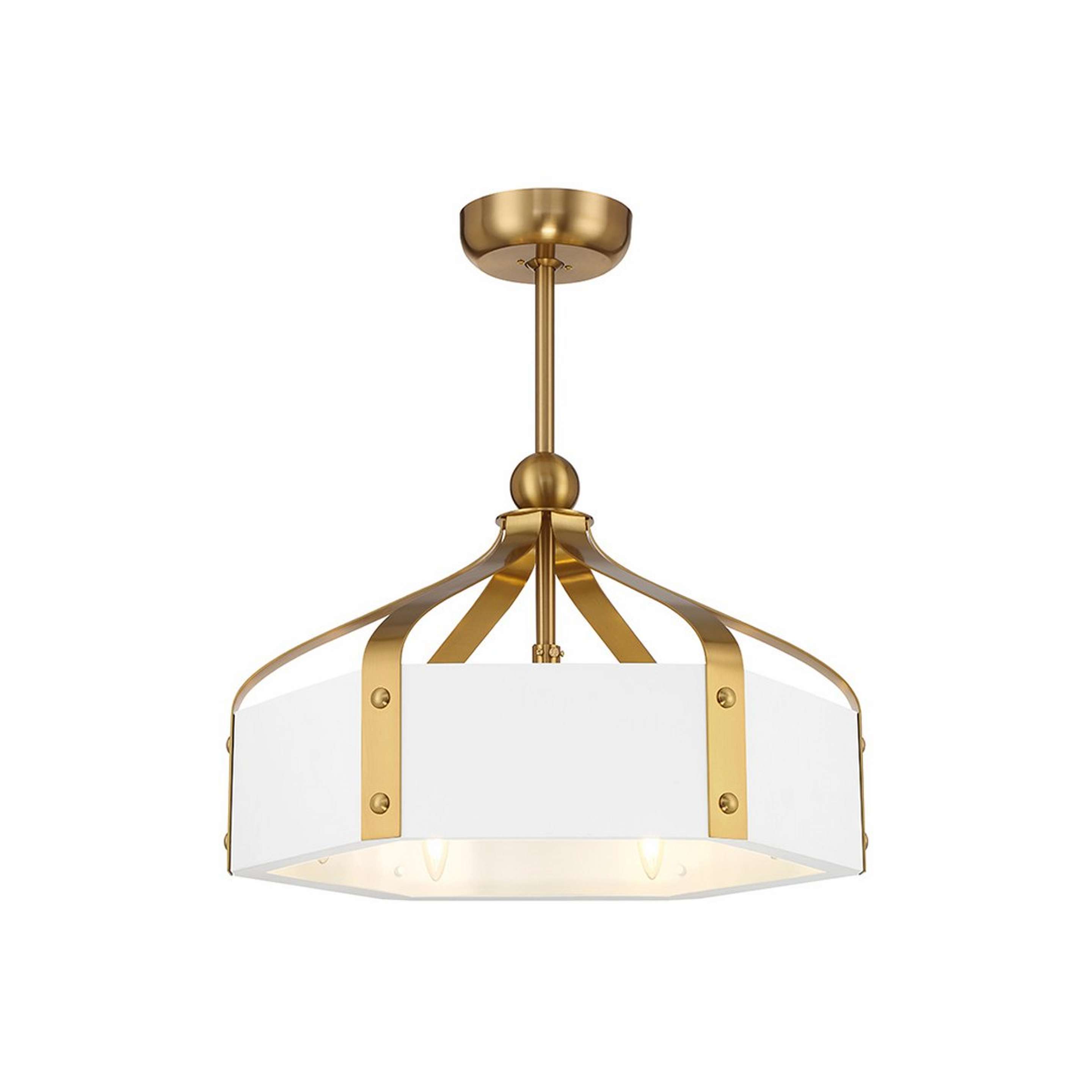 A 26" Cadeau Fandelier with Warm Brass / White color