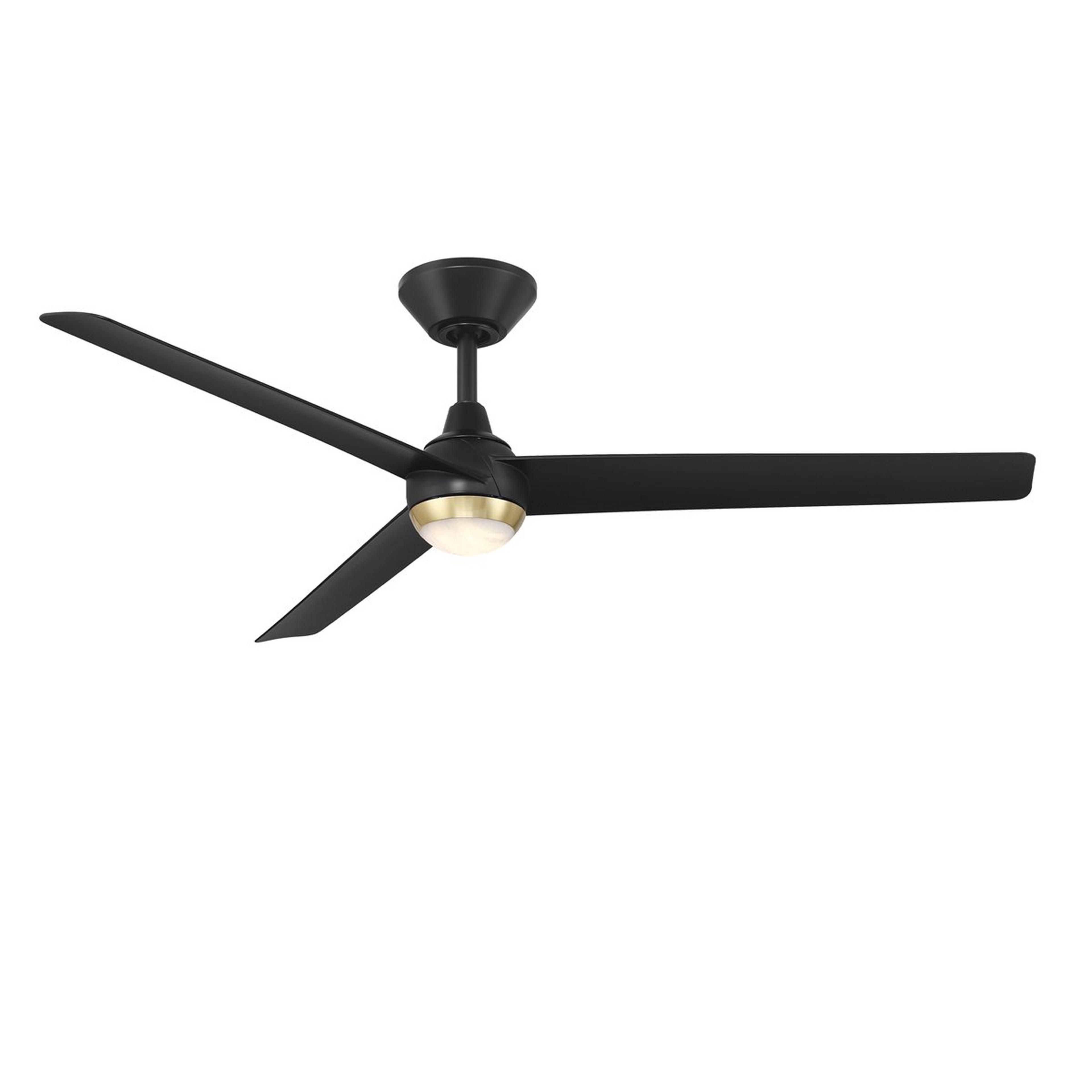 A 54" Curiosity Smart LED Indoor / Outdoor Ceiling Fan with Black / Brass / Alabaster color