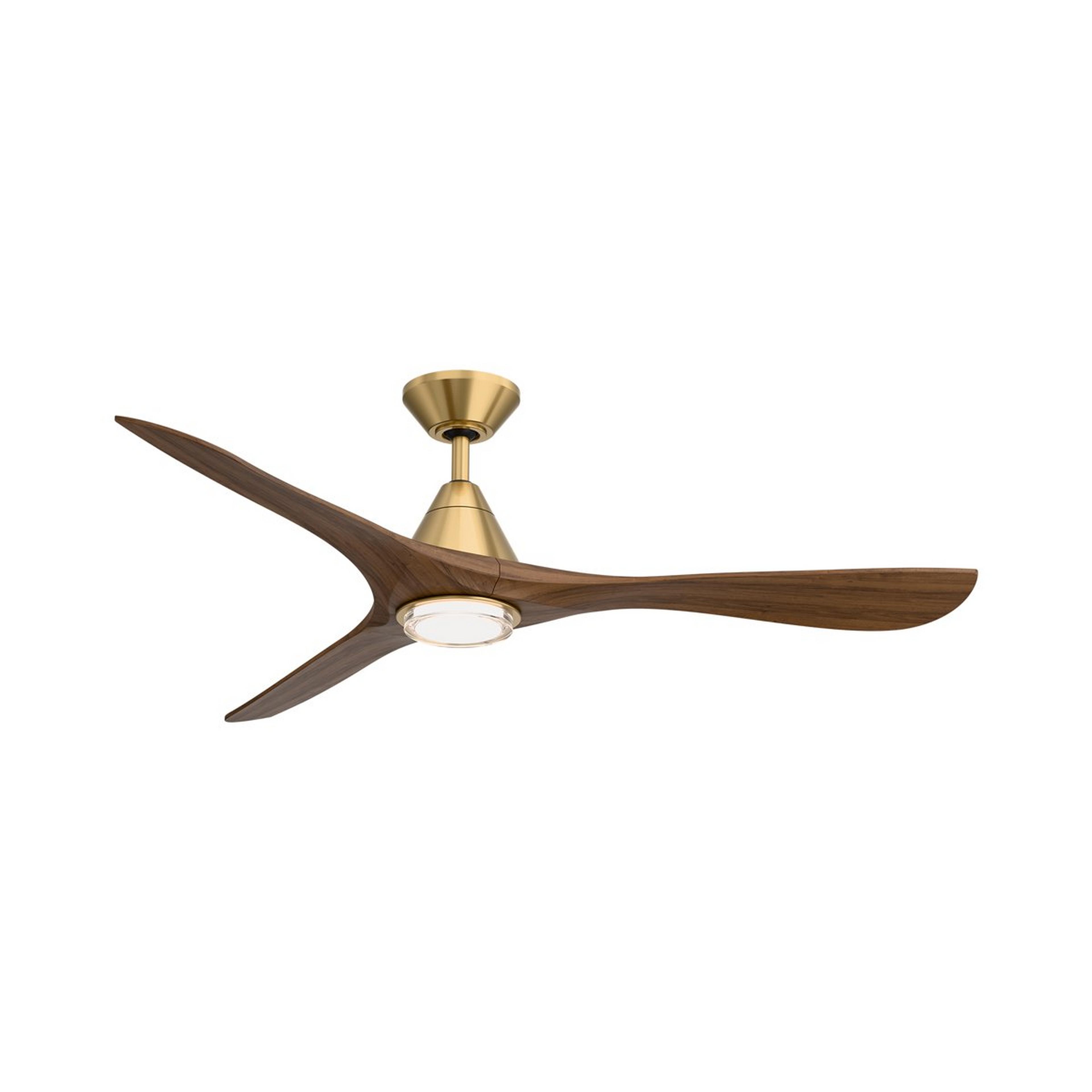 A 60" Misha Smart LED Indoor / Outdoor Ceiling Fan with Soft Brass / Distressed Koa color
