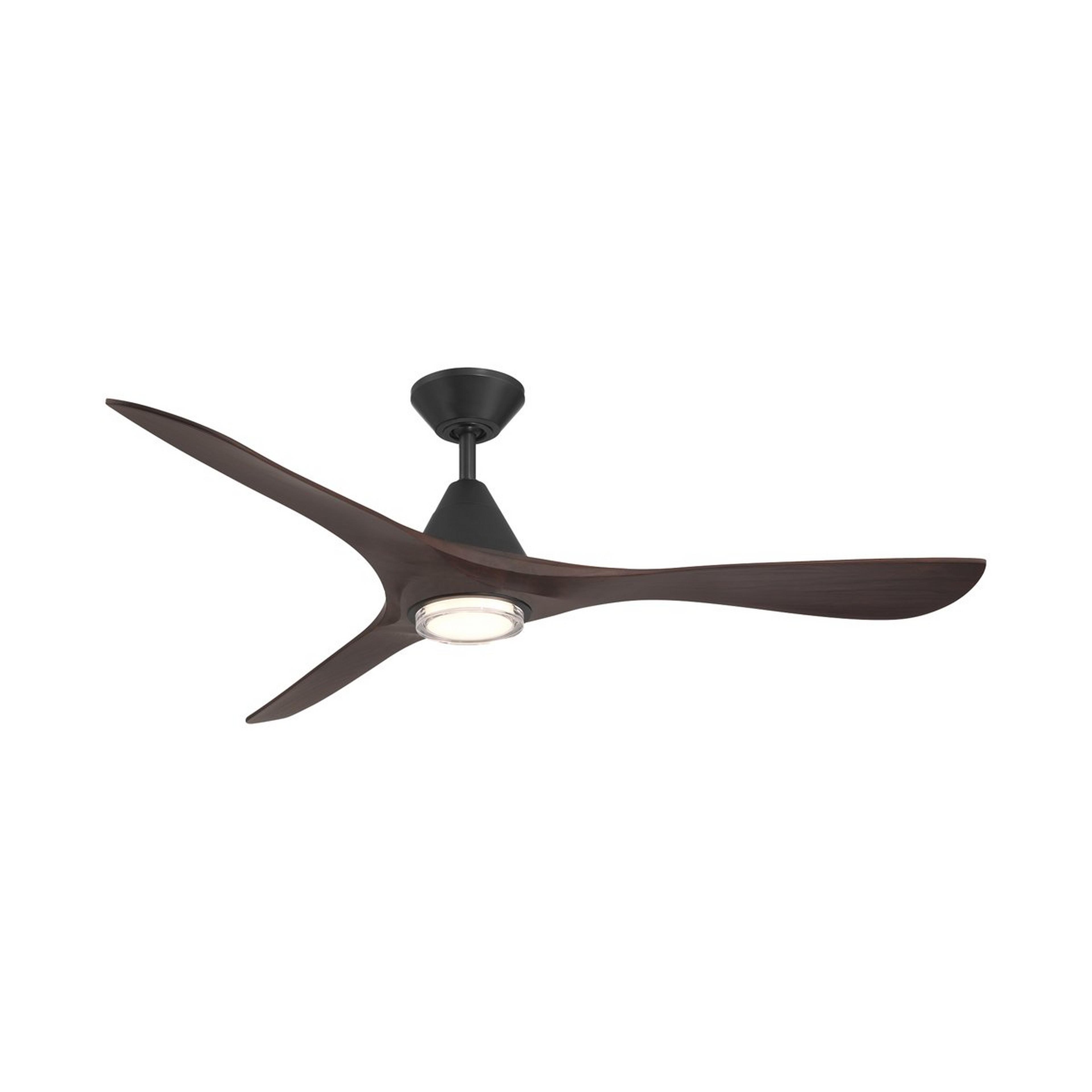 A 60" Misha Smart LED Indoor / Outdoor Ceiling Fan with Matte Black / Darkwood color