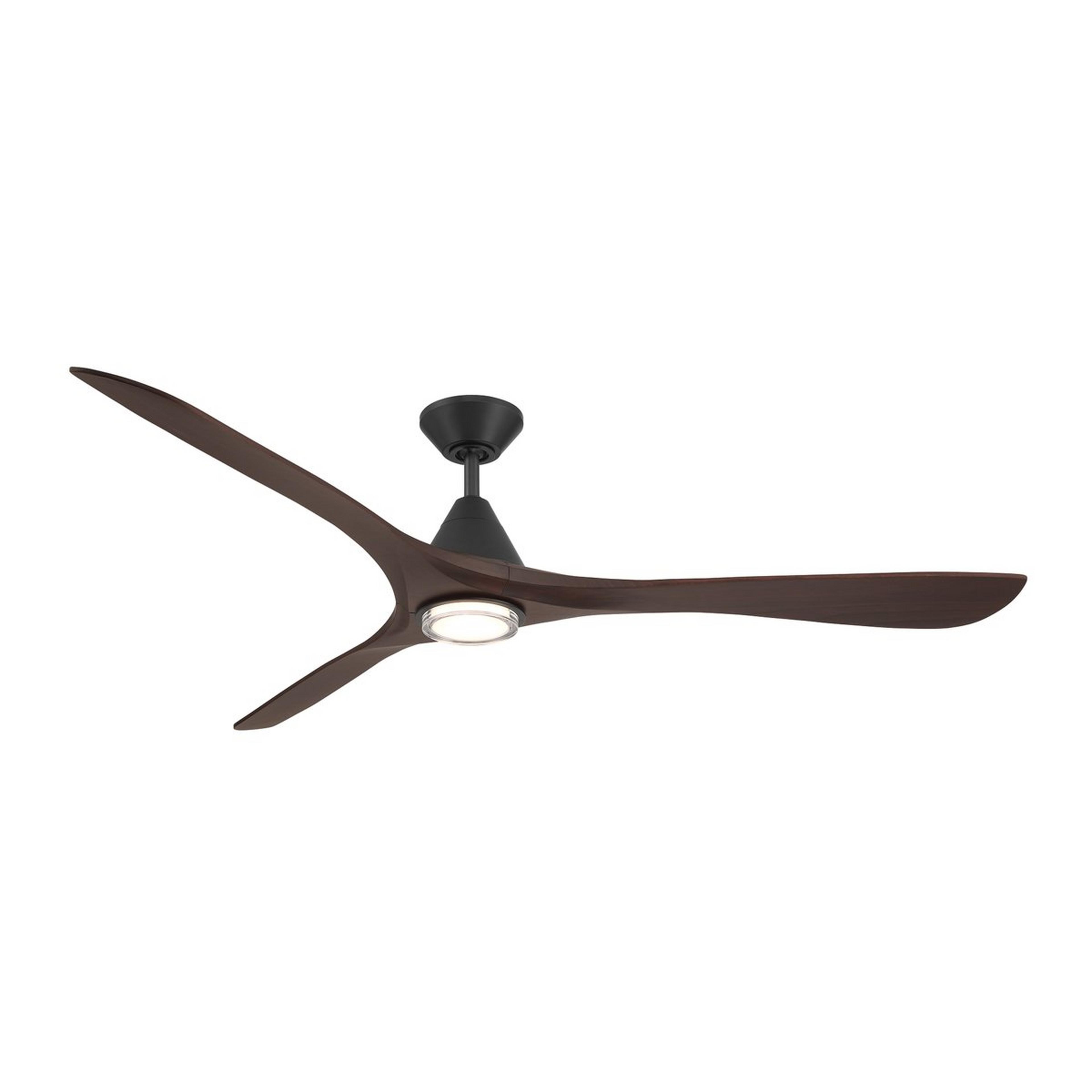 A 72" Mishia Smart LED Indoor / Outdoor Ceiling Fan with Matte Black / Darkwood color
