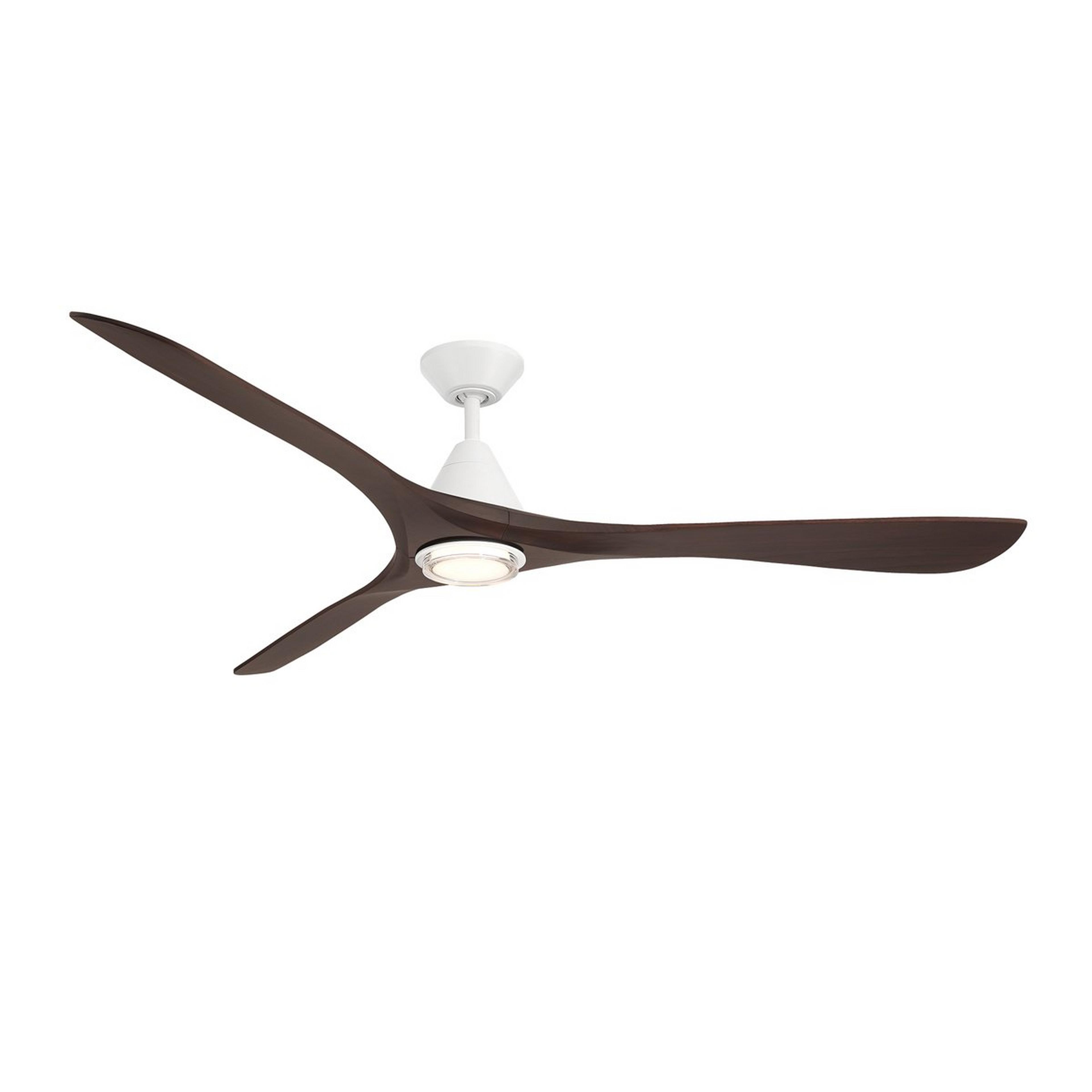 A 72" Misha Smart LED Indoor / Outdoor Ceiling Fan with White / Darkwood color