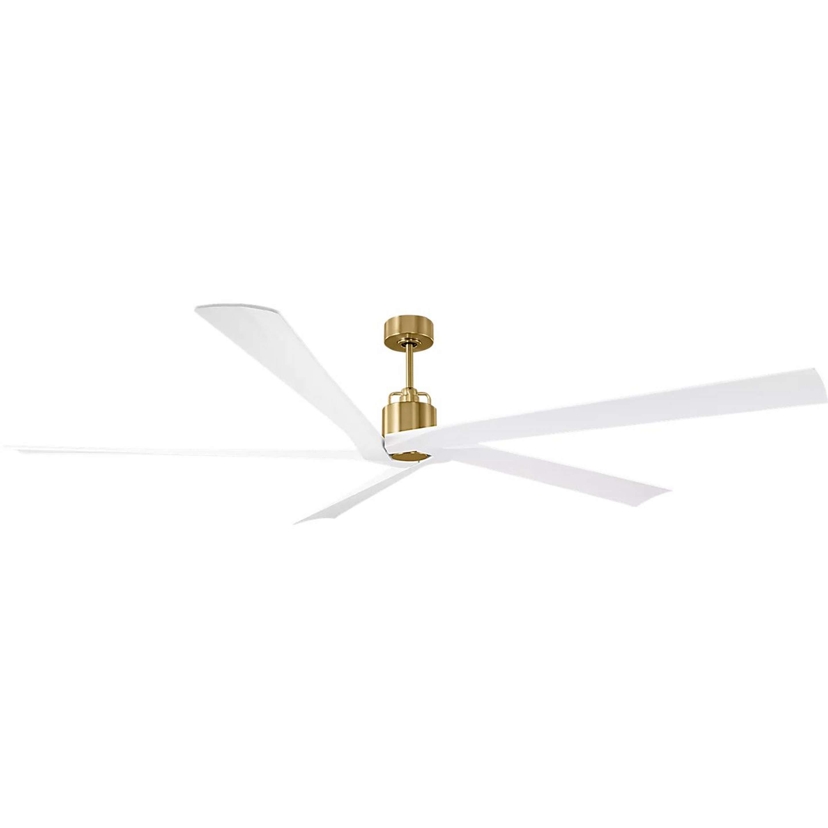 A 84" Santa Monica Indoor / Outdoor Ceiling Fan with Aged Brass / White color