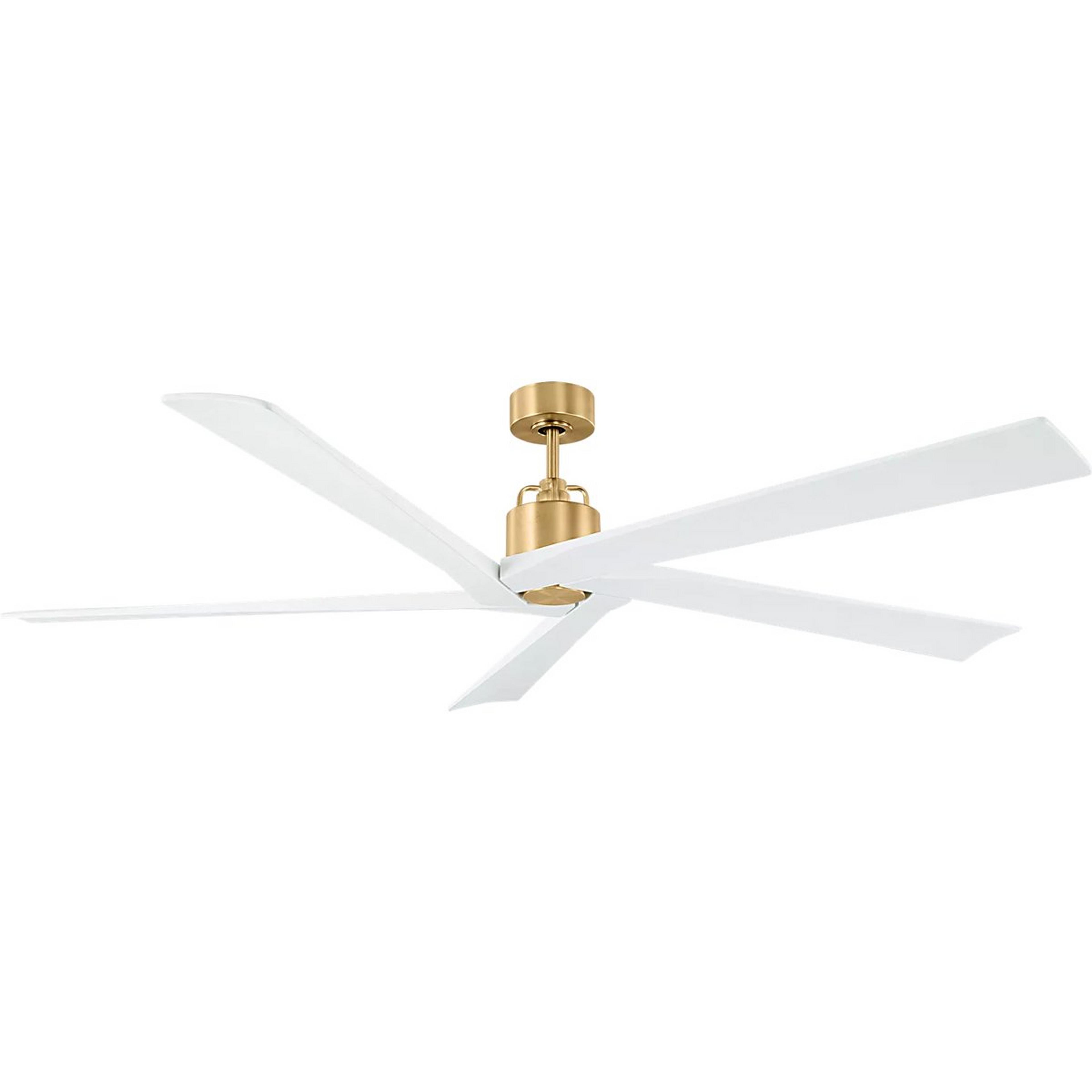 A 70" Santa Monica Indoor / Outdoor Ceiling Fan with Aged Brass / White color