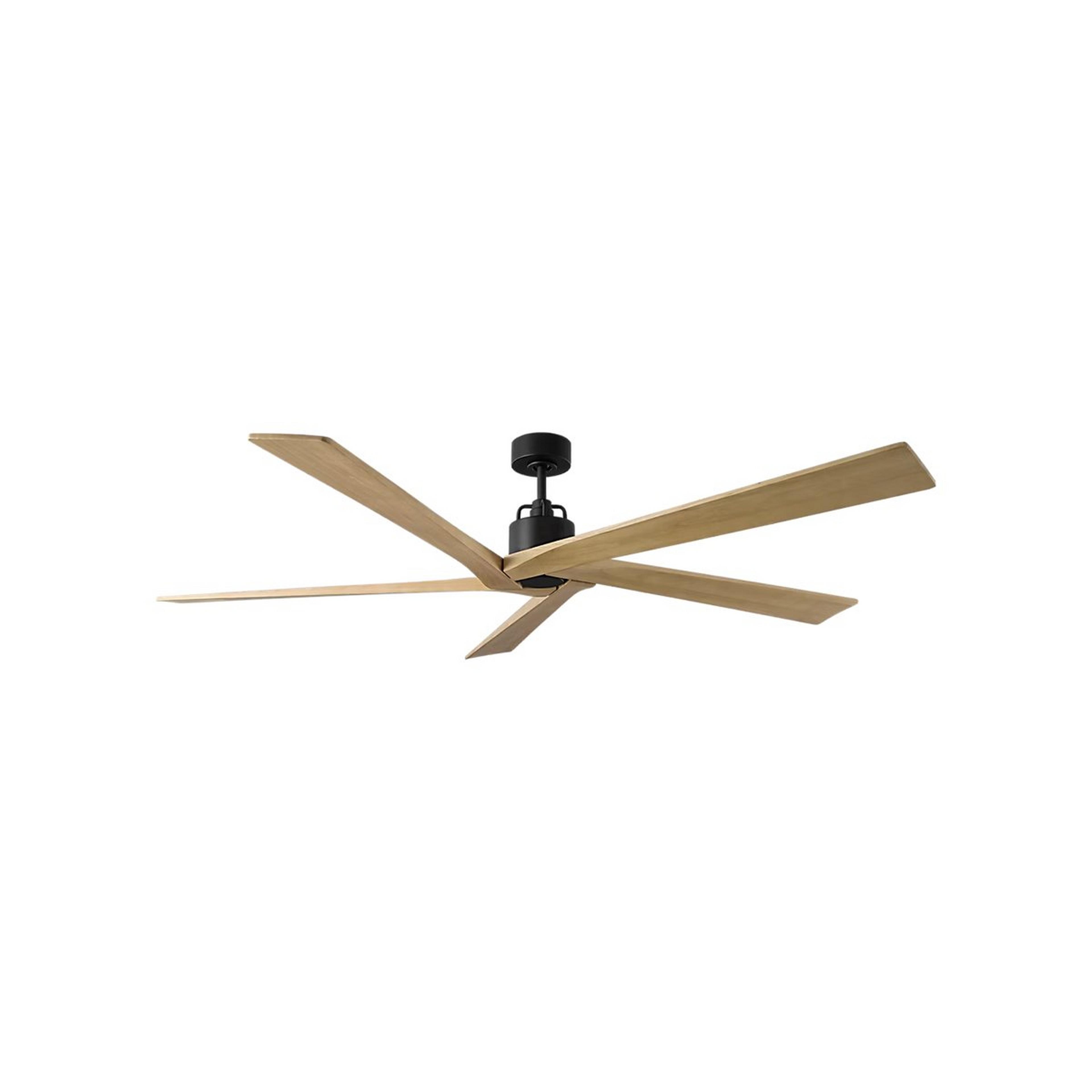 A 70" Santa Monica Indoor / Outdoor Ceiling Fan with Black / Honey color