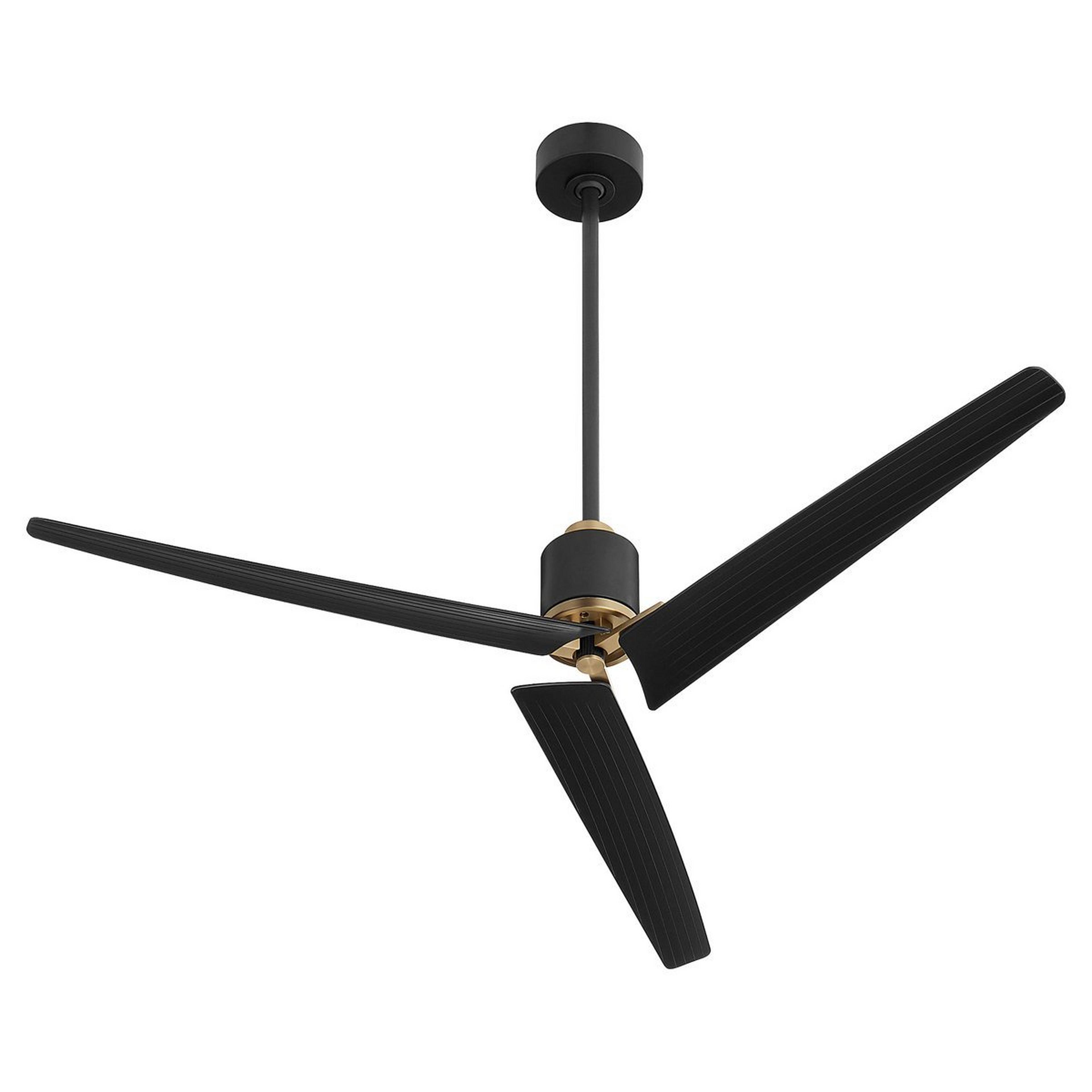 A 58" Roscoe Indoor / Outdoor Ceiling Fan with Black / Aged Brass color