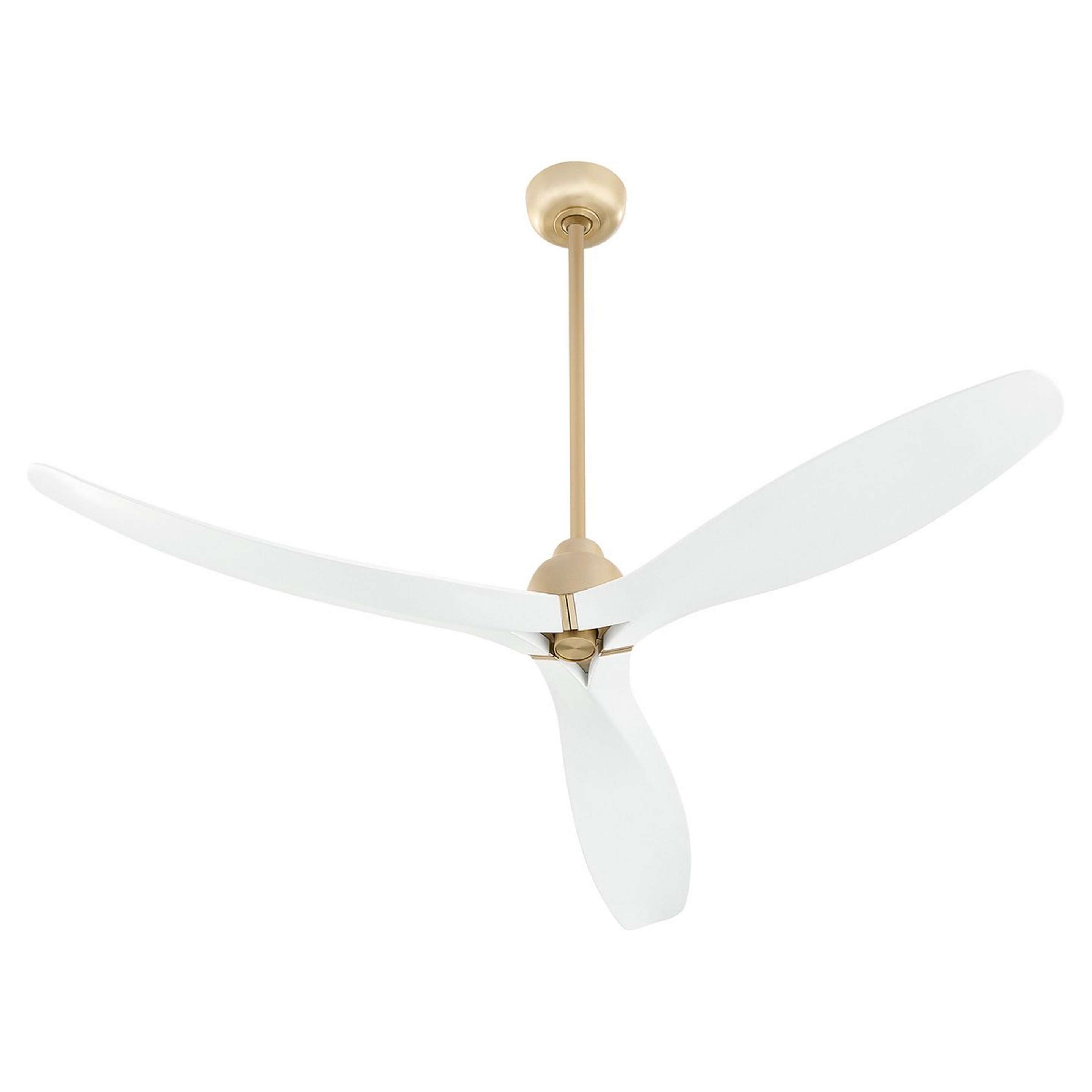 A 62" Metzel Indoor / Outdoor Ceiling Fan with Aged Brass / White color