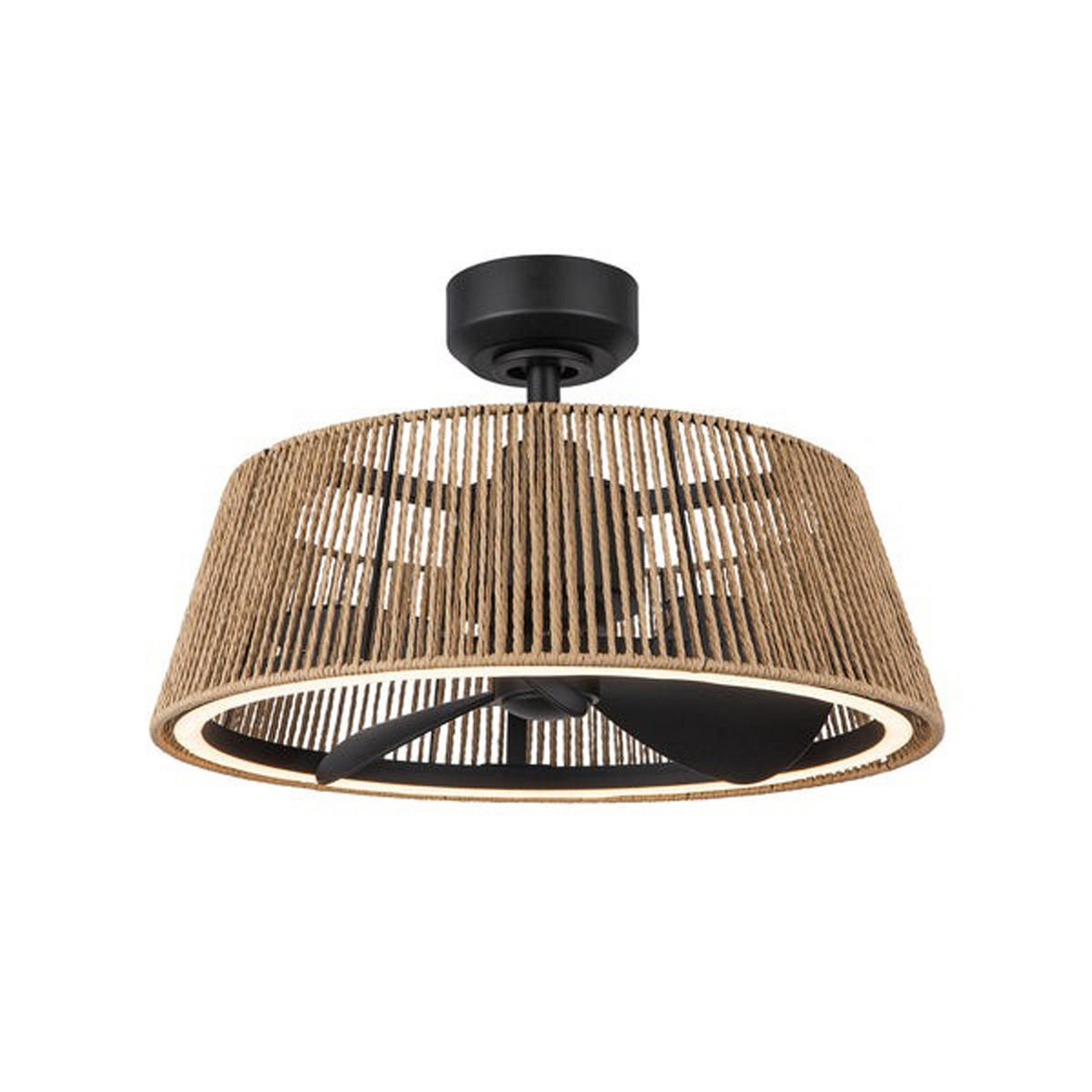 A Brambleton LED Indoor / Outdoor Ceiling Fandelier with Black / Natural Rope color