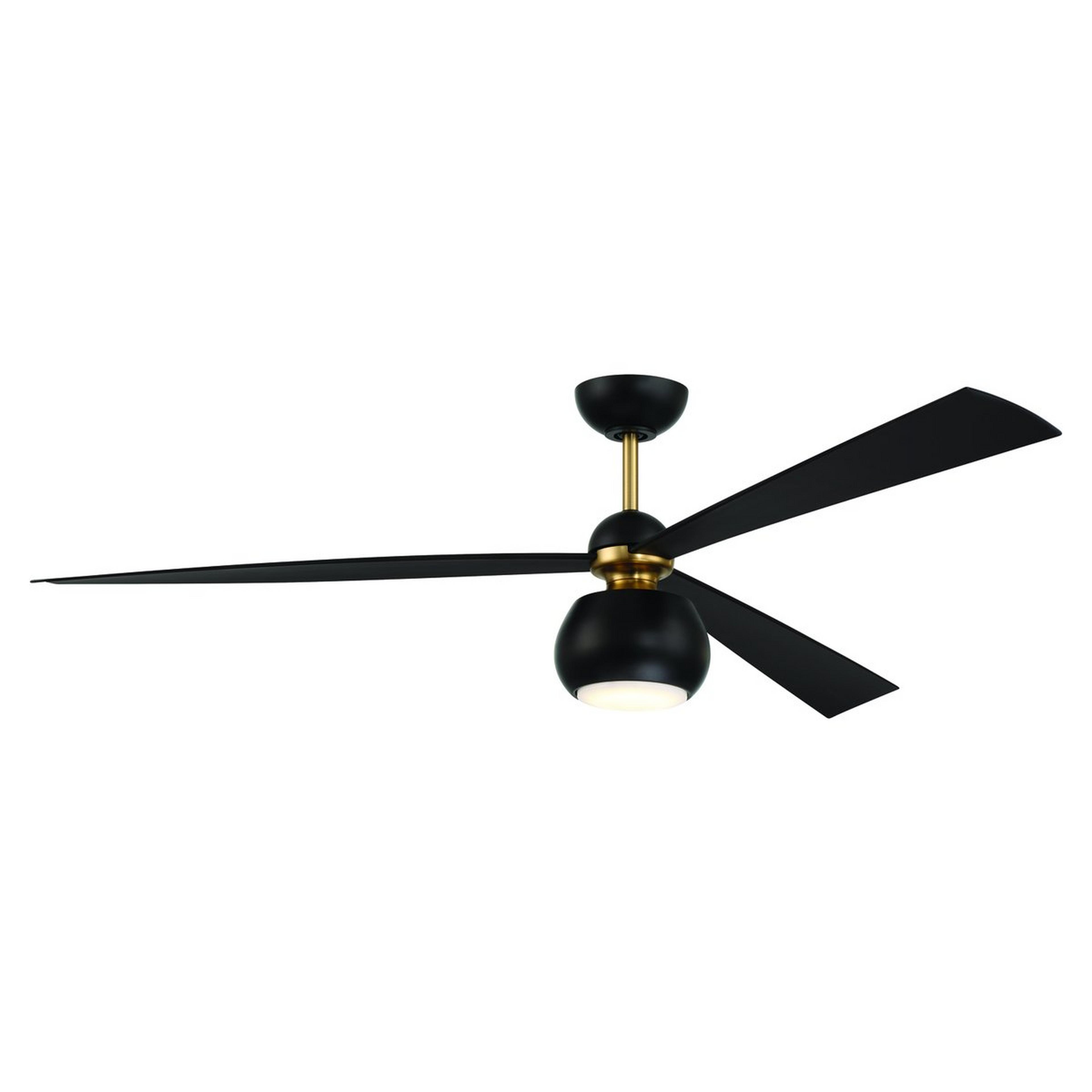 A 60" Fielding LED Smart Ceiling Fan with Black / Satin Brass color
