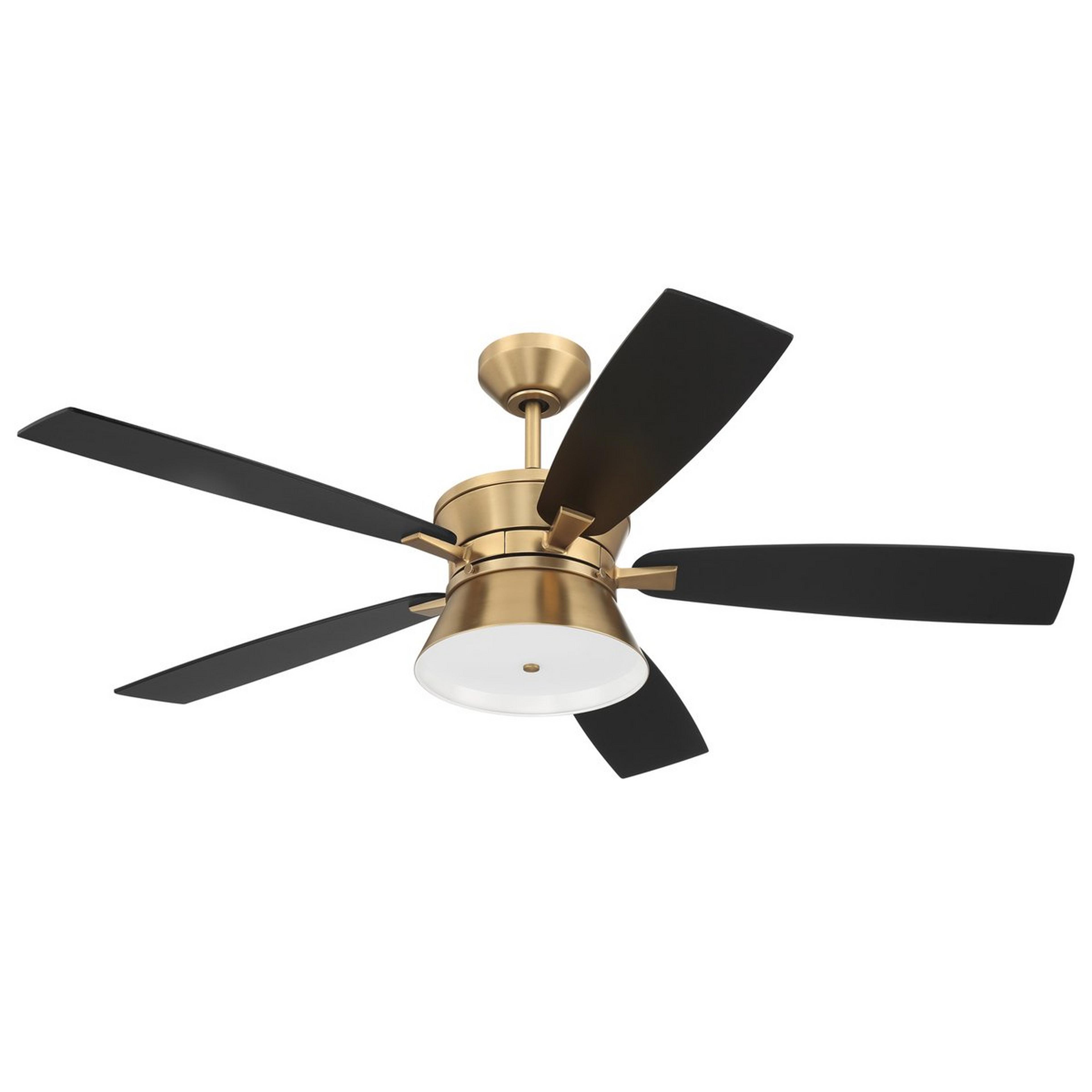 A 52" Wayra Smart Ceiling Fan with Satin Brass / Matte Black / Dark Walnut color