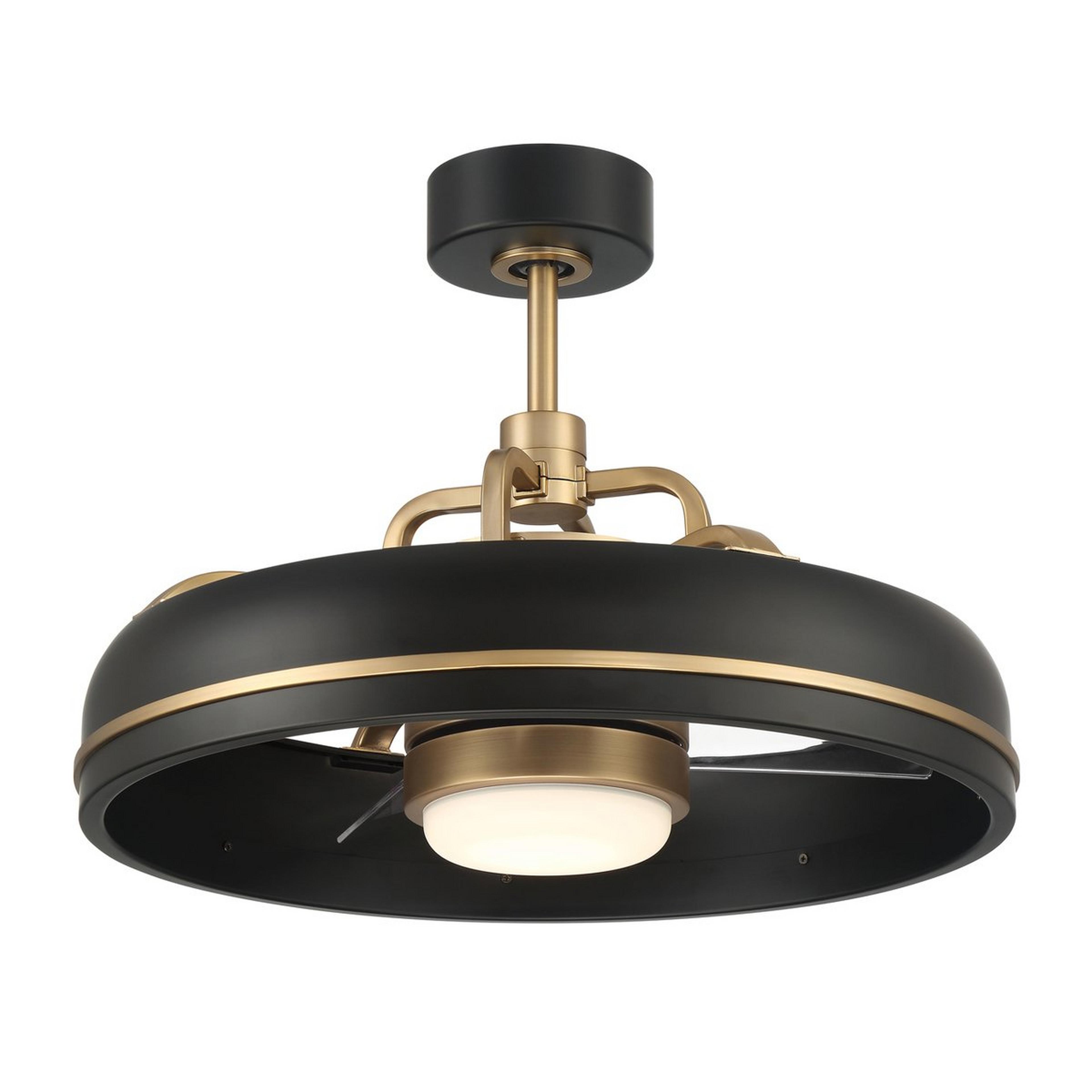 A 24" Javon LED Smart Fandelier with Black / Brass / Clear color