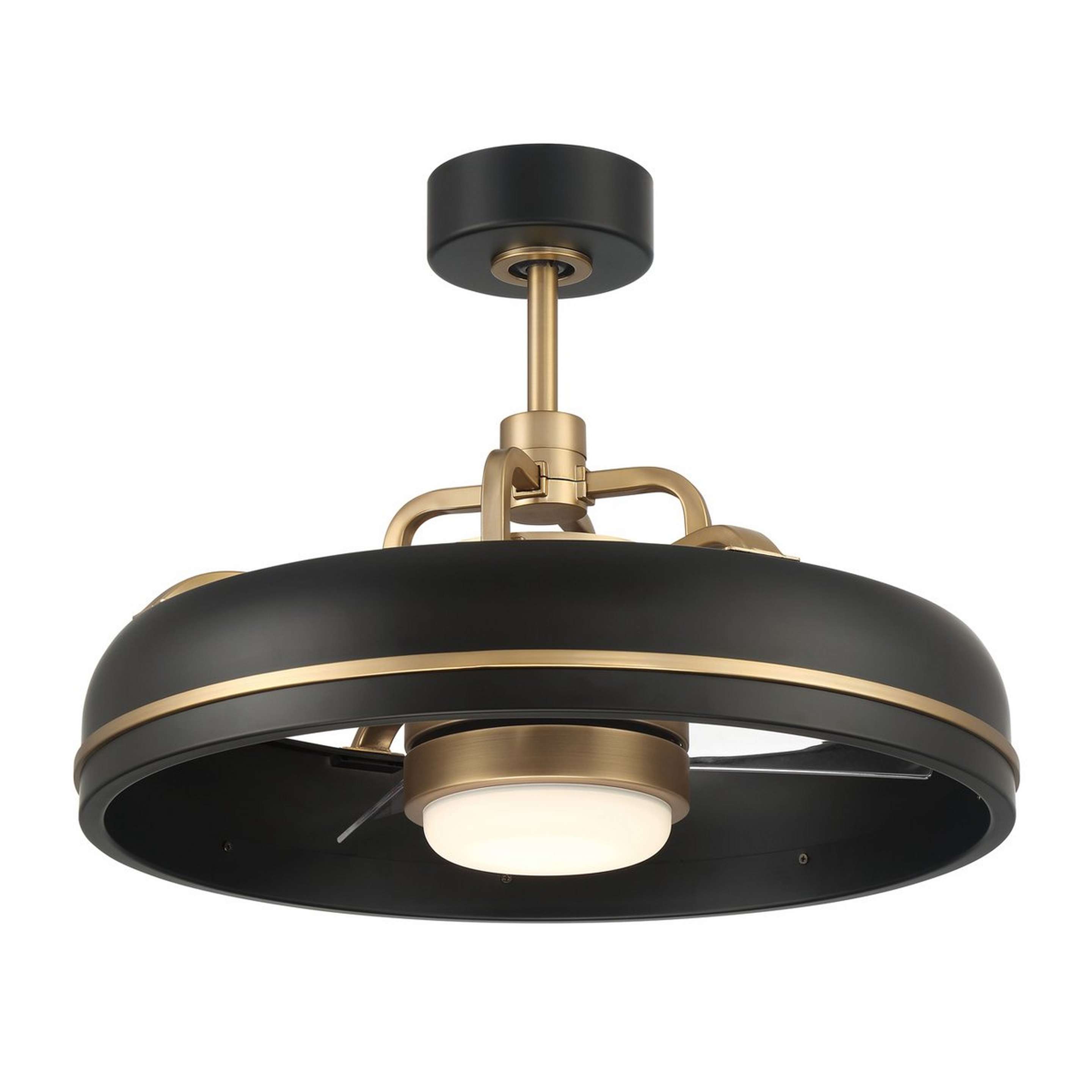 A 24" Javon LED Smart Fandelier with Black / Brass / Clear color
