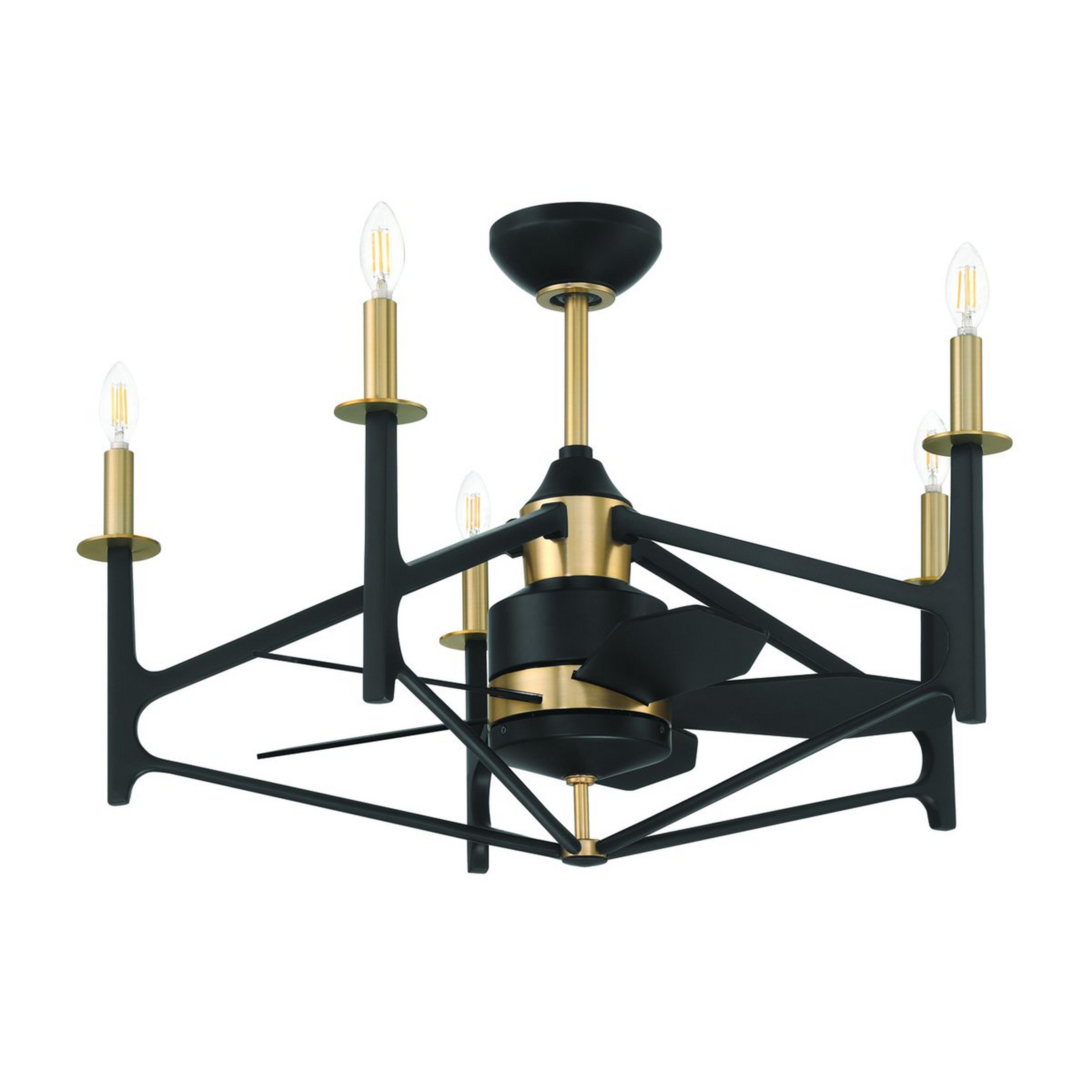 A 24" Aristocrat Smart Fandelier with Matte Black / Satin Brass color
