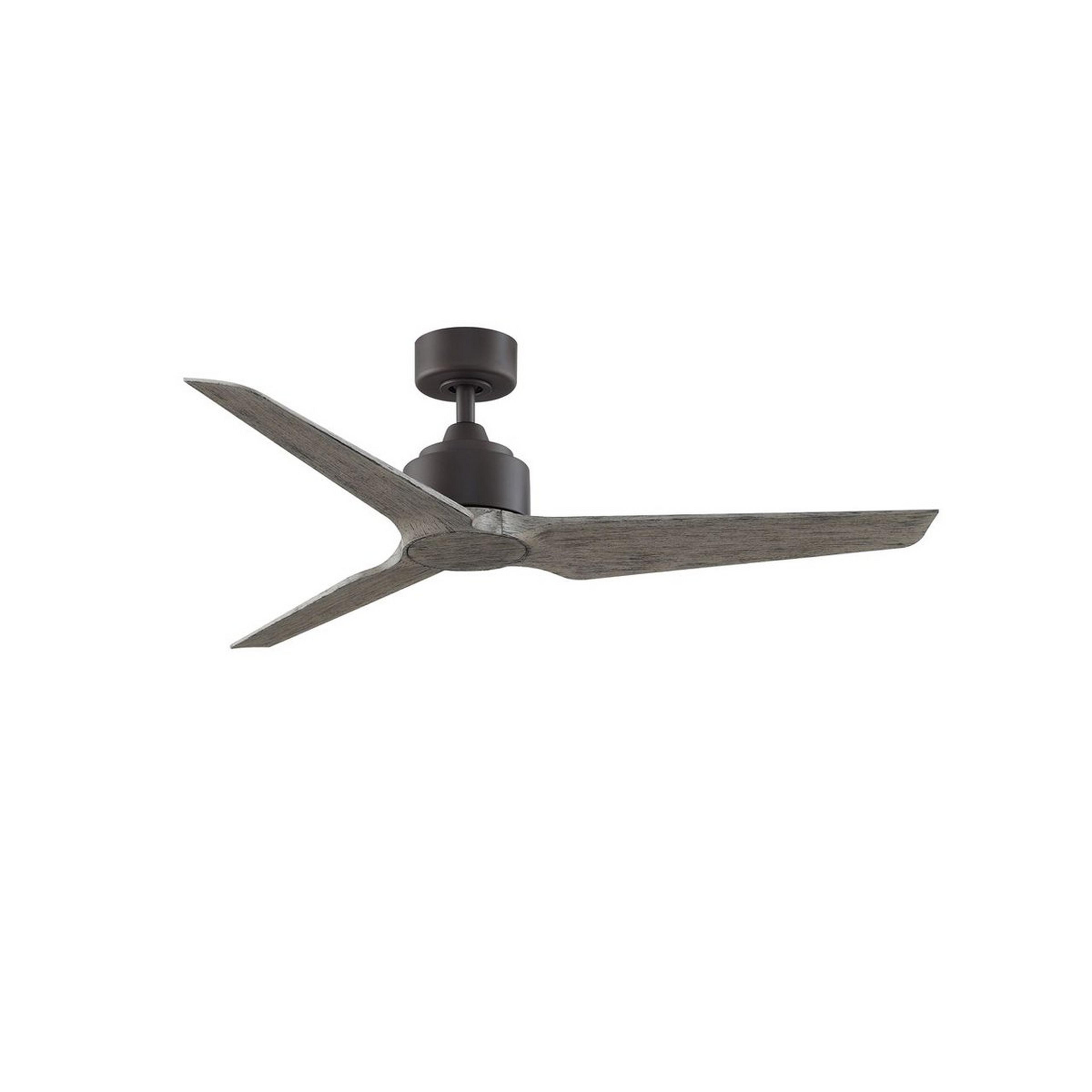 A 52" Melinoe Indoor / Outdoor Smart Ceiling Fan with Matte Greige / Faux Weathered Wood color