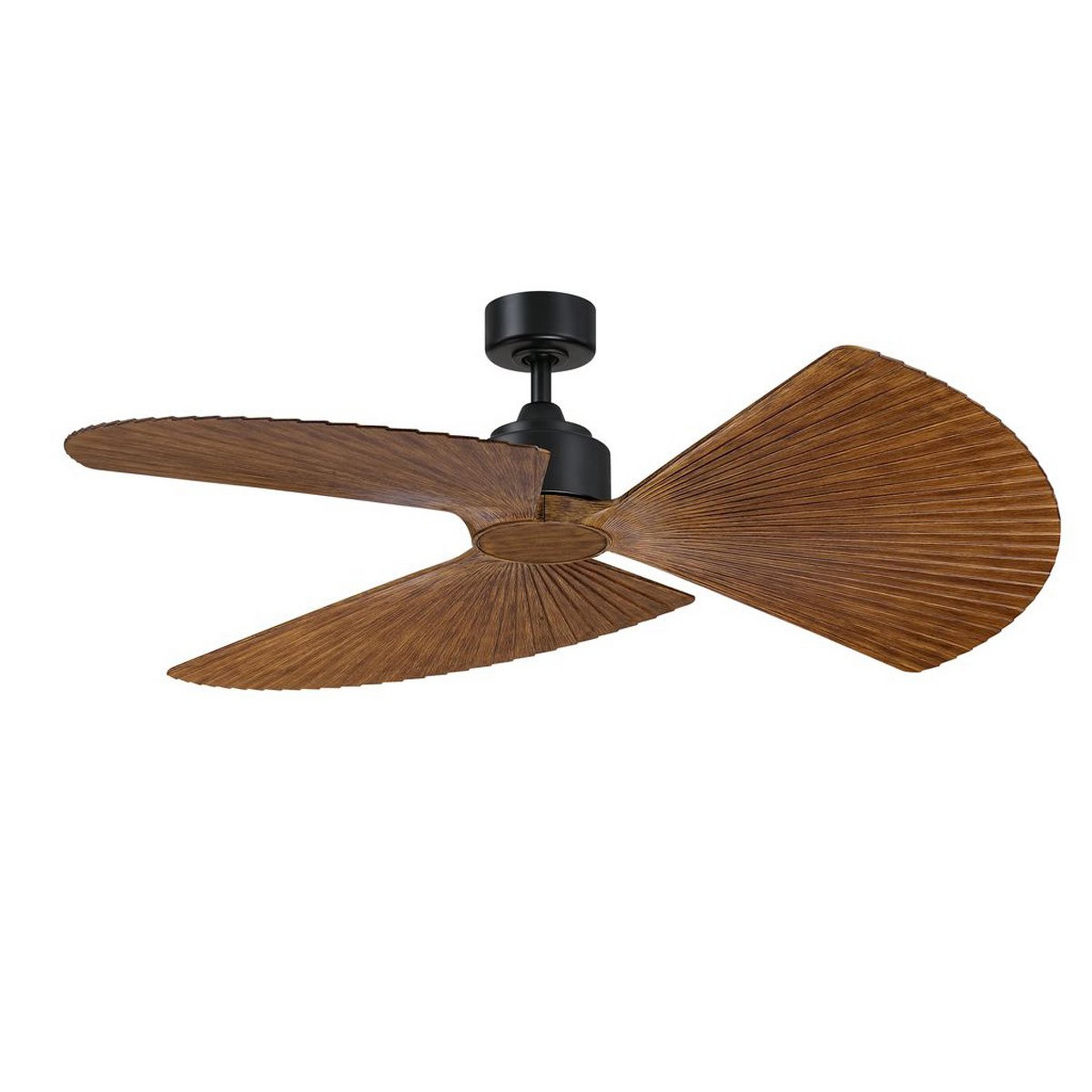 A 52" Melinoe Indoor / Outdoor Smart Ceiling Fan - Pleated with Black / Faux Koa color