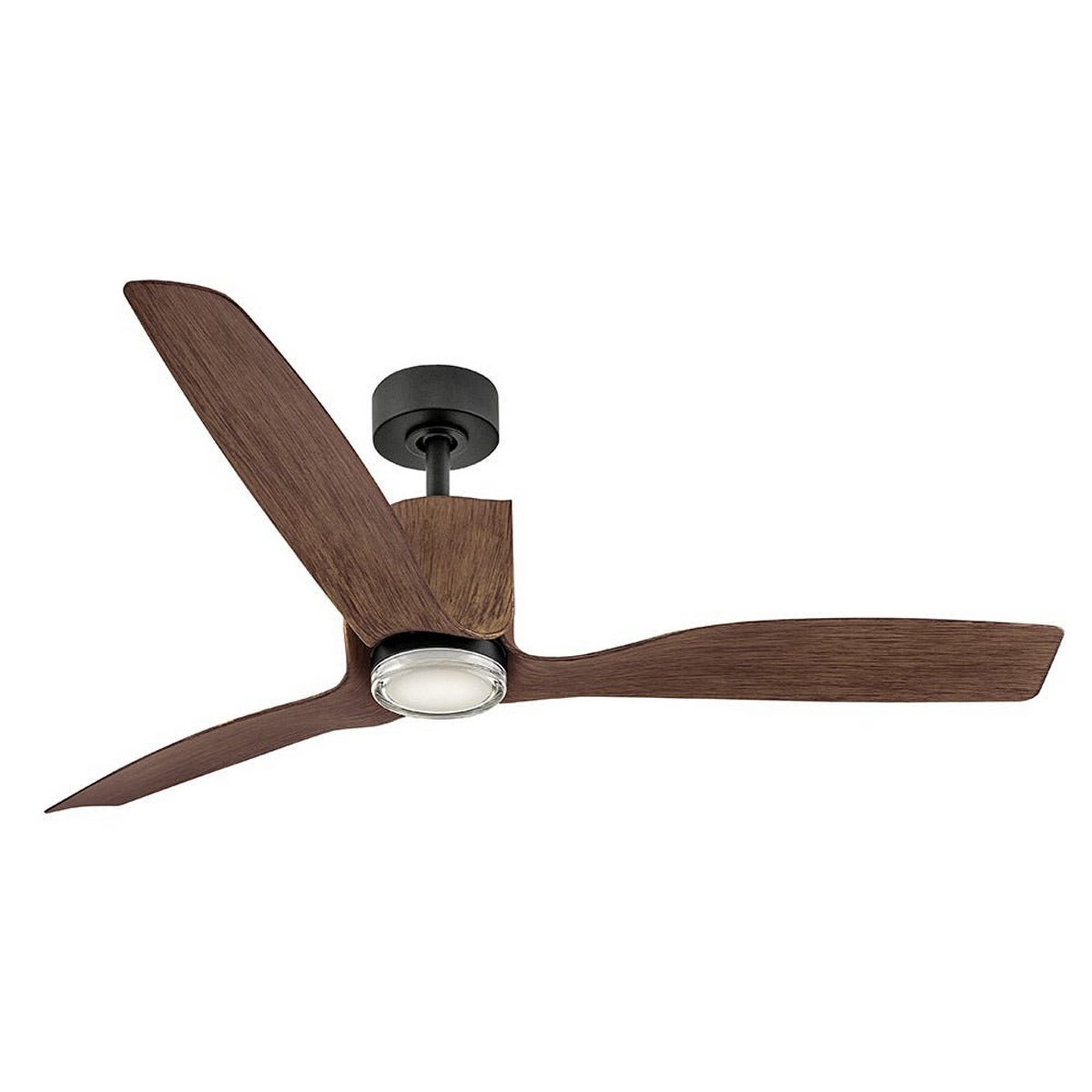 A 54" Jensen Indoor / Outdoor Smart LED Ceiling Fan with Black / Dark Wood color