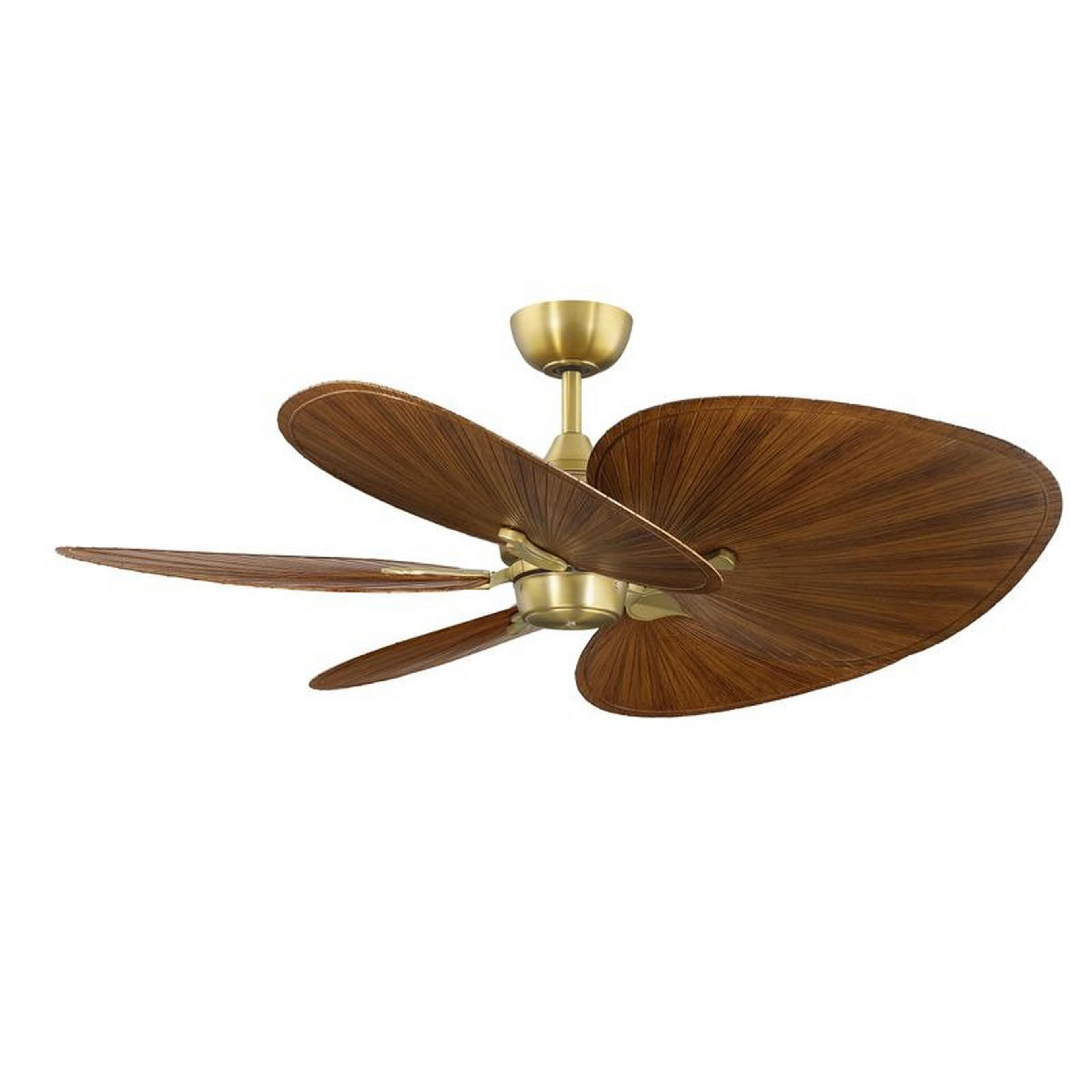 A 52" Malia Indoor / Outdoor Smart Ceiling Fan with Brass / Koa color
