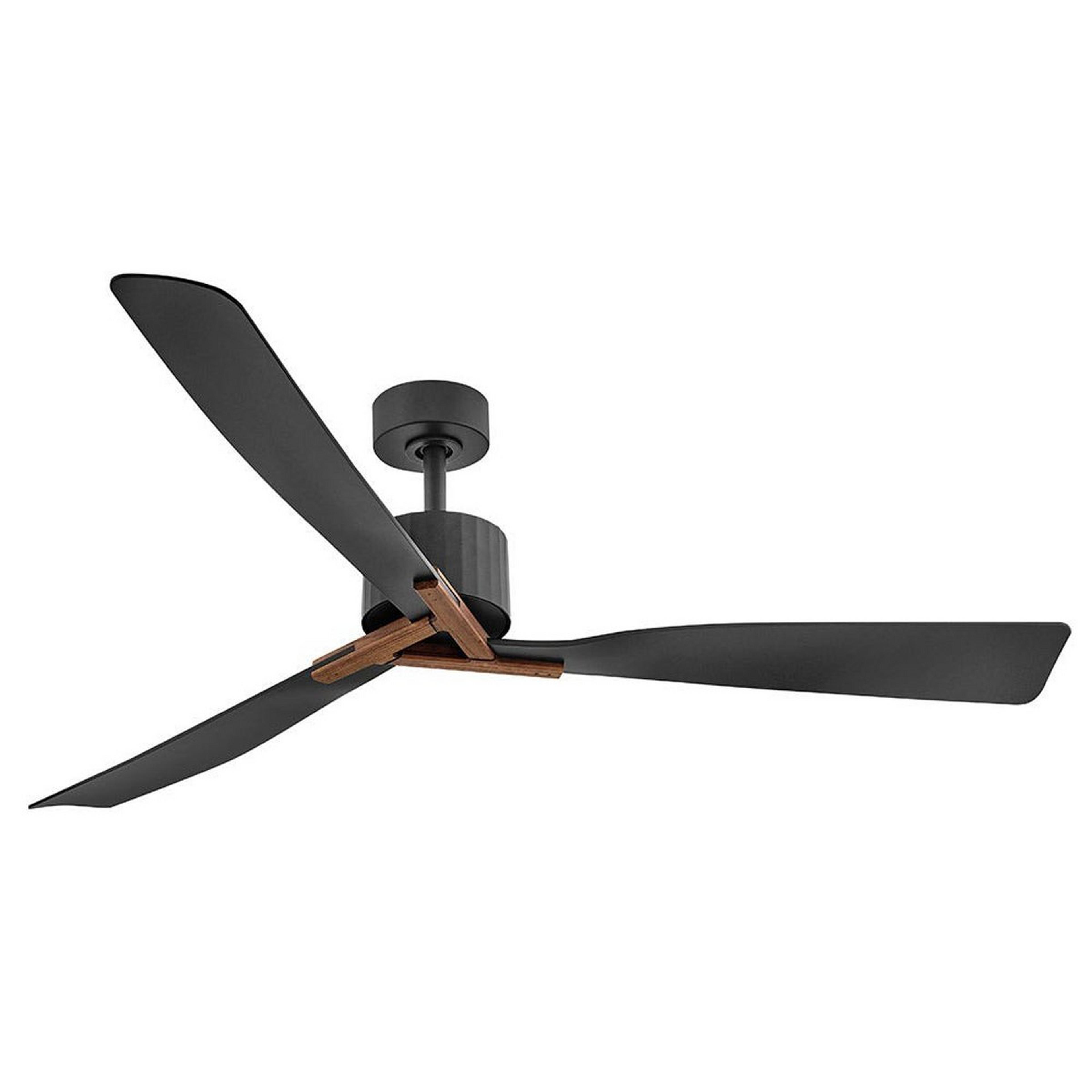 A 60" Tercet Indoor / Outdoor Smart LED Ceiling Fan with Black / Natural color
