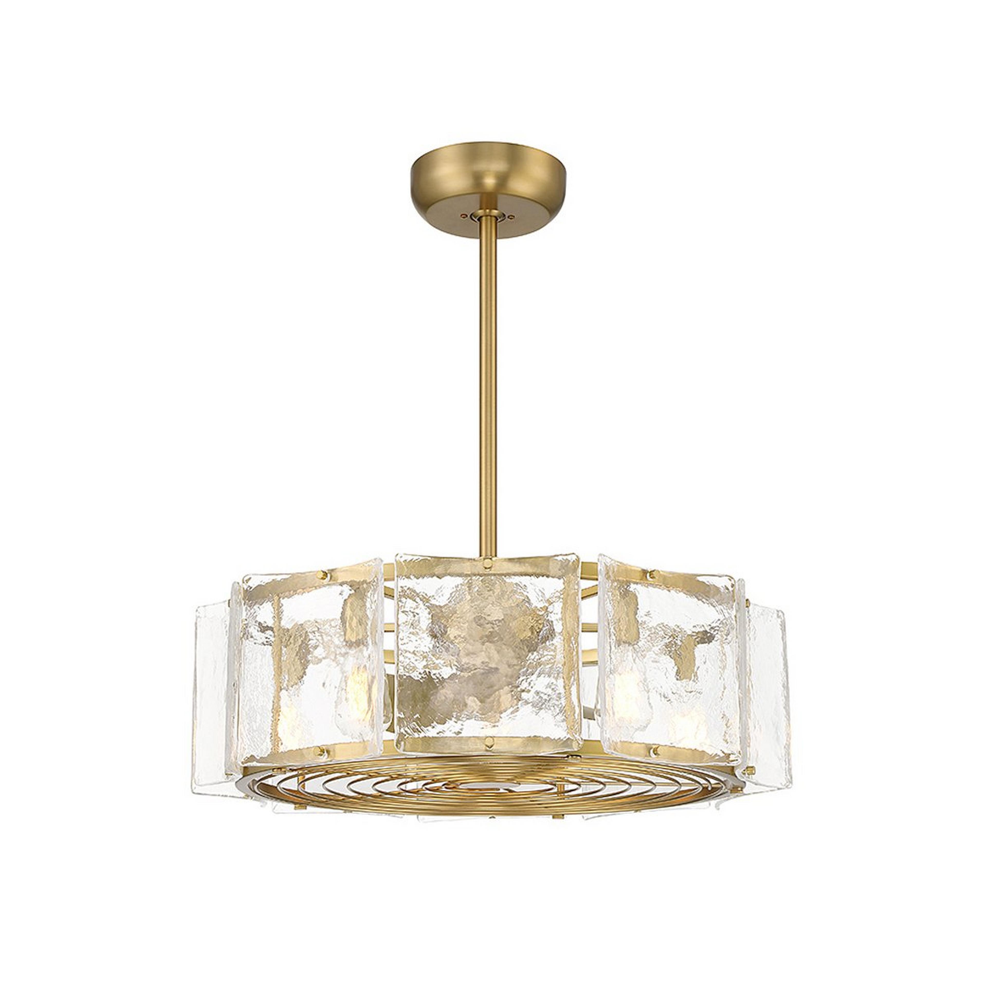 A 26" Ritratto Fandelier with Warm Brass / Water Glass color