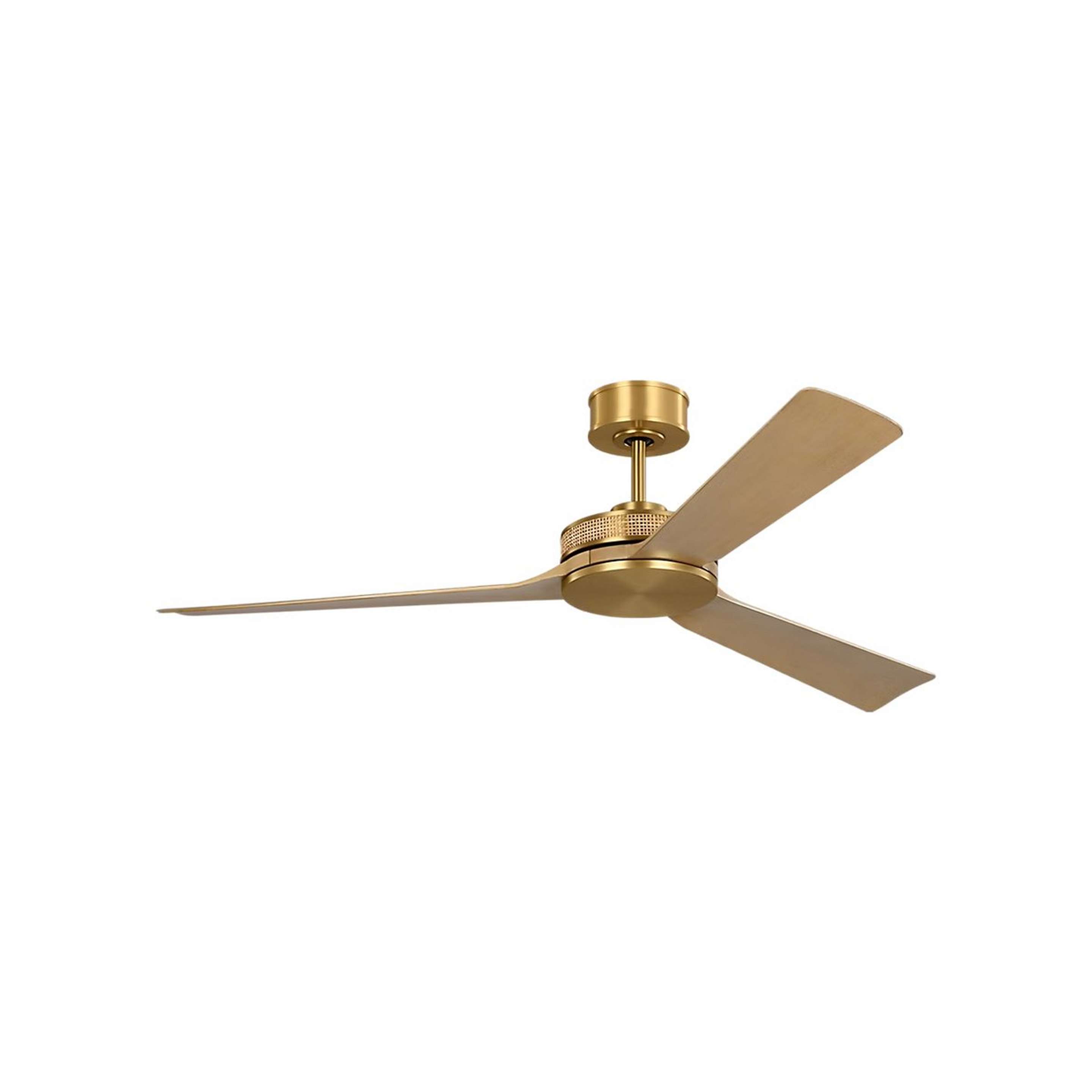 A 56" Alsdell Smart Ceiling Fan with Brass / Natural Honey color