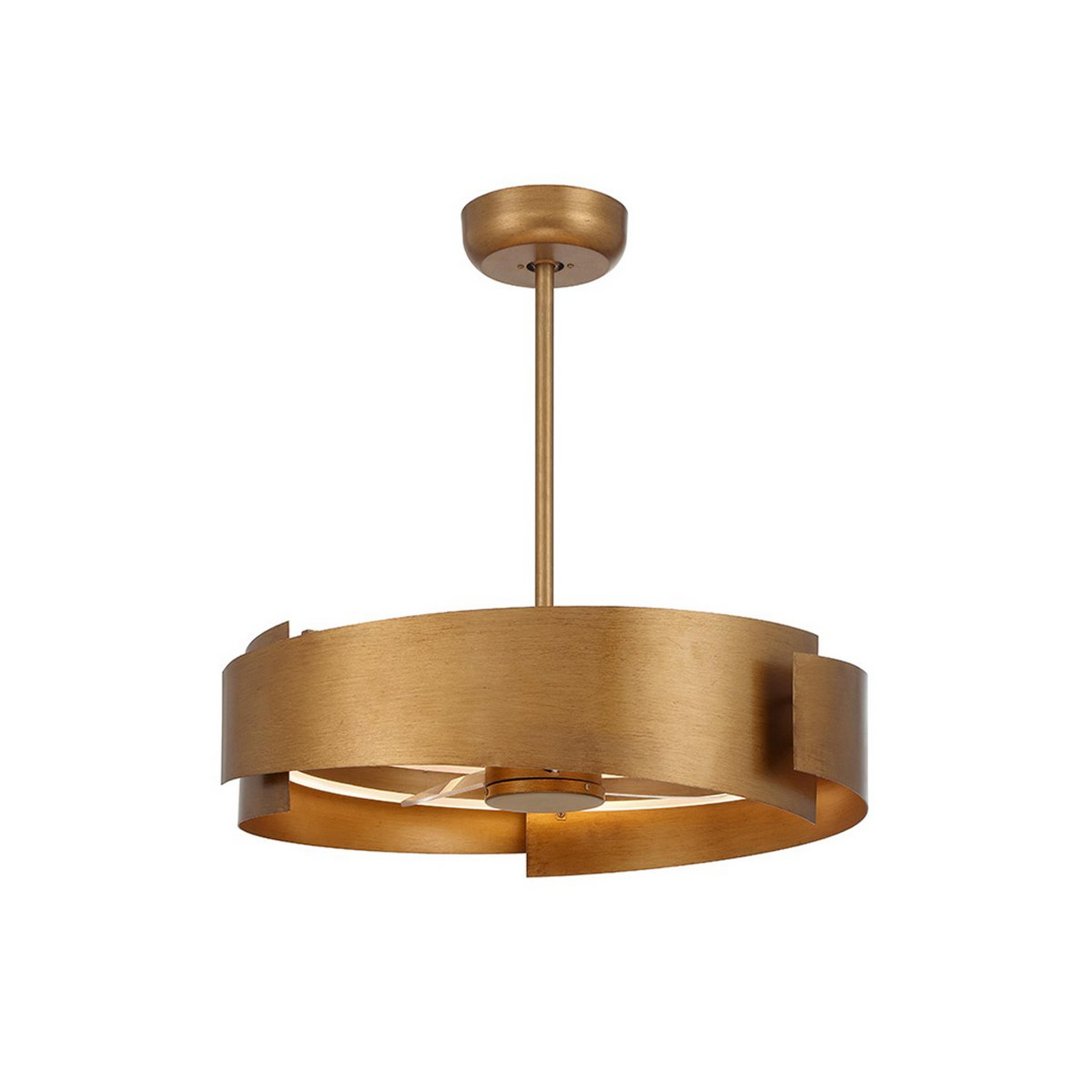 A 28" Wotagei LED Fandelier with Aged Gold color